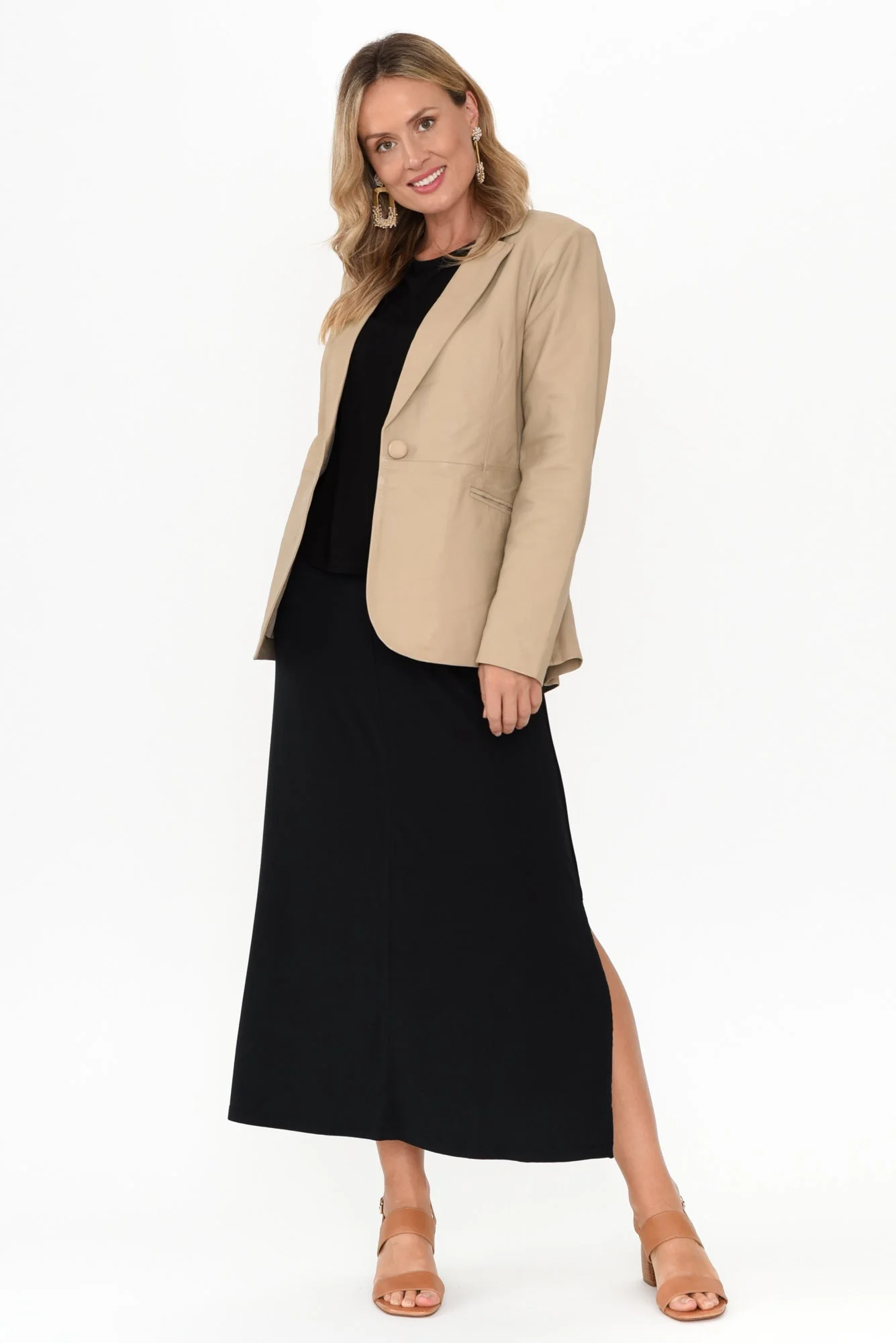 Vega Oat Leather Blazer - Image 7