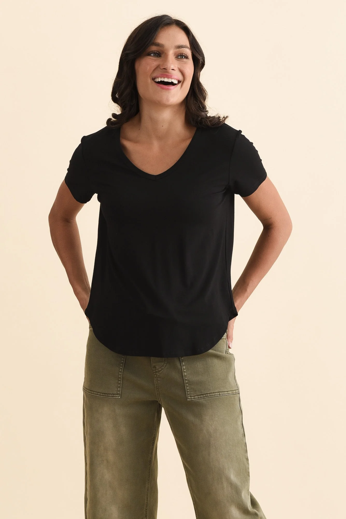 Veronica Black Bamboo Tee - Image 2