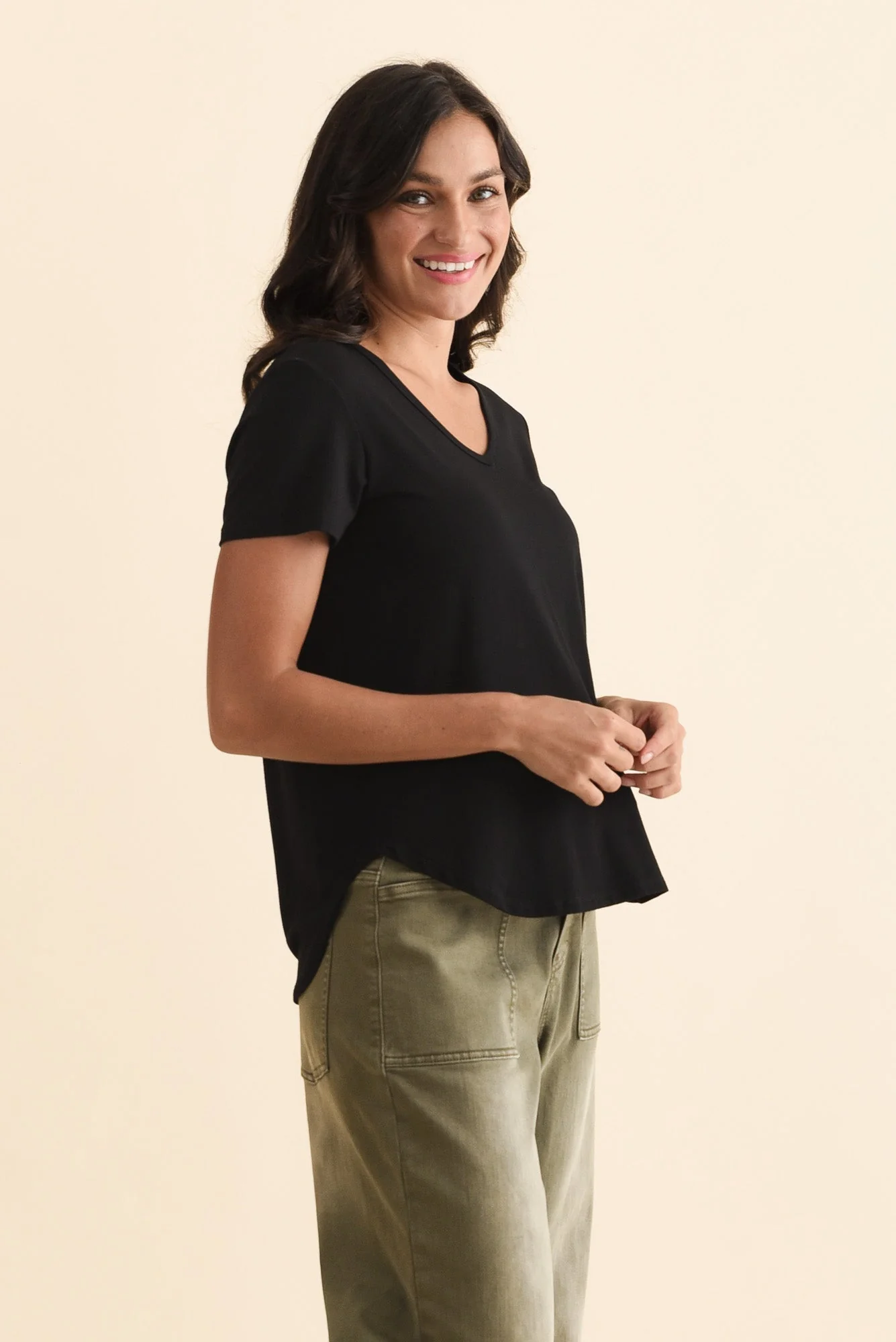 Veronica Black Bamboo Tee - Image 4