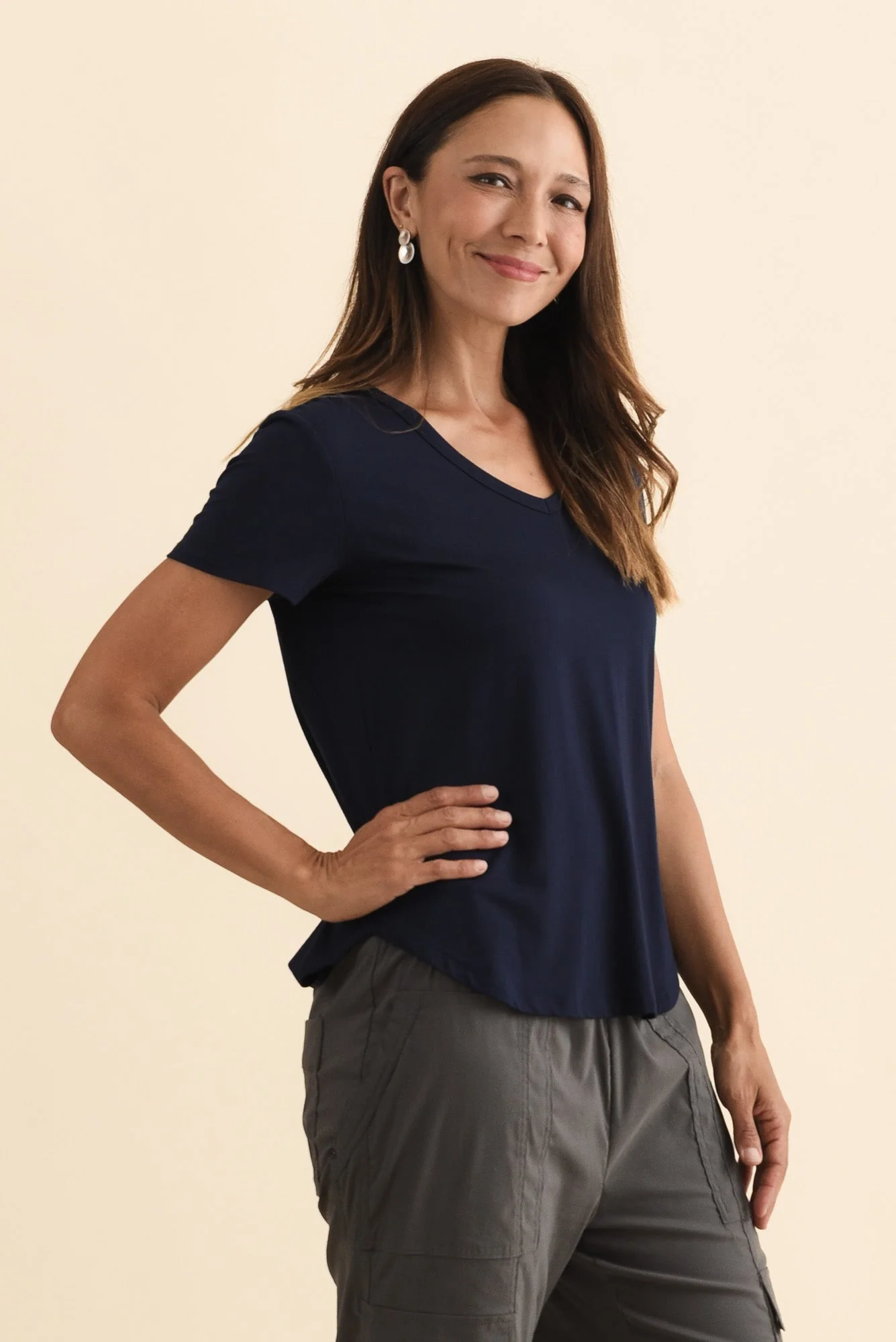 Veronica Navy Bamboo Tee - Image 3