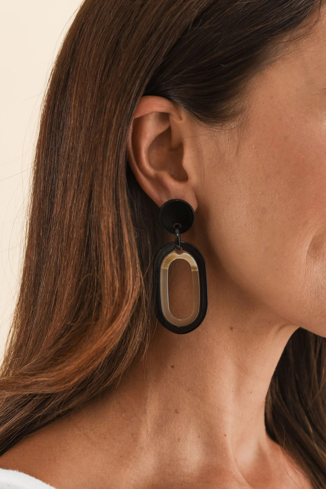 Via Black Oval Drop Earrings - Image 2