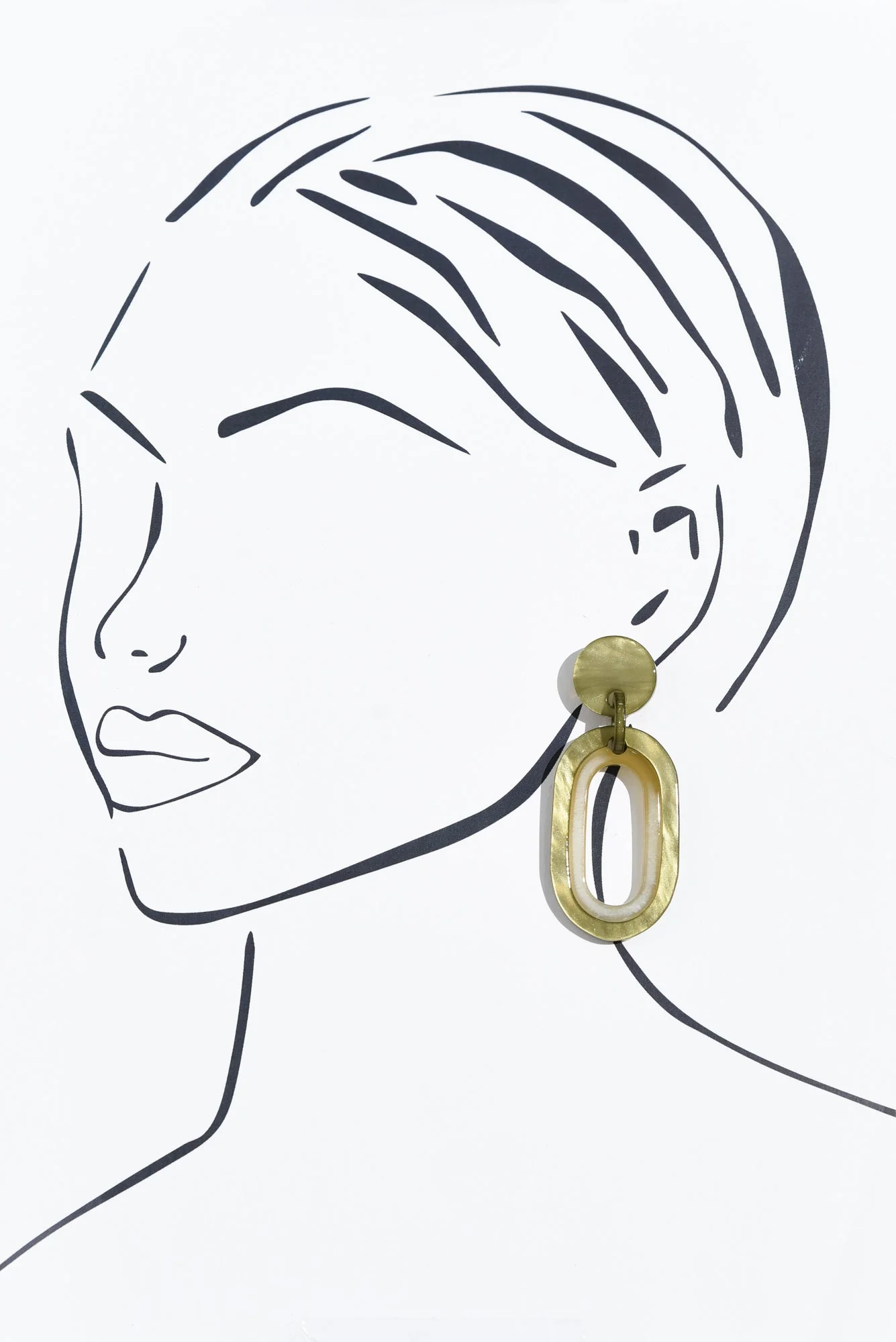 Via Gold Oval Drop Earrings - Image 2