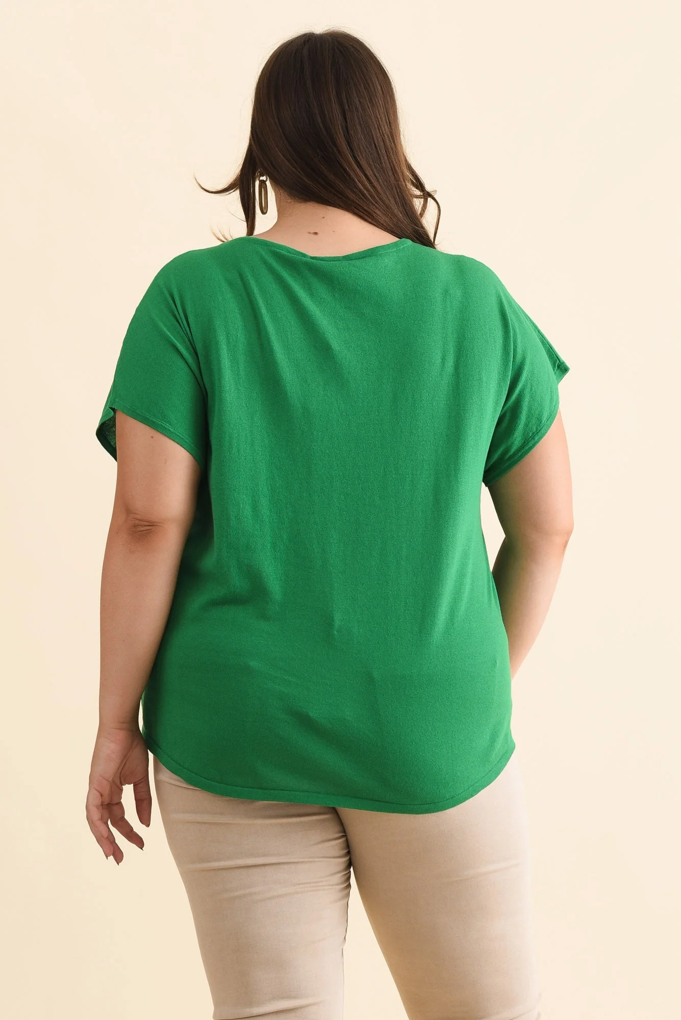 Via Green Cotton V Neck Knit Top - Image 10