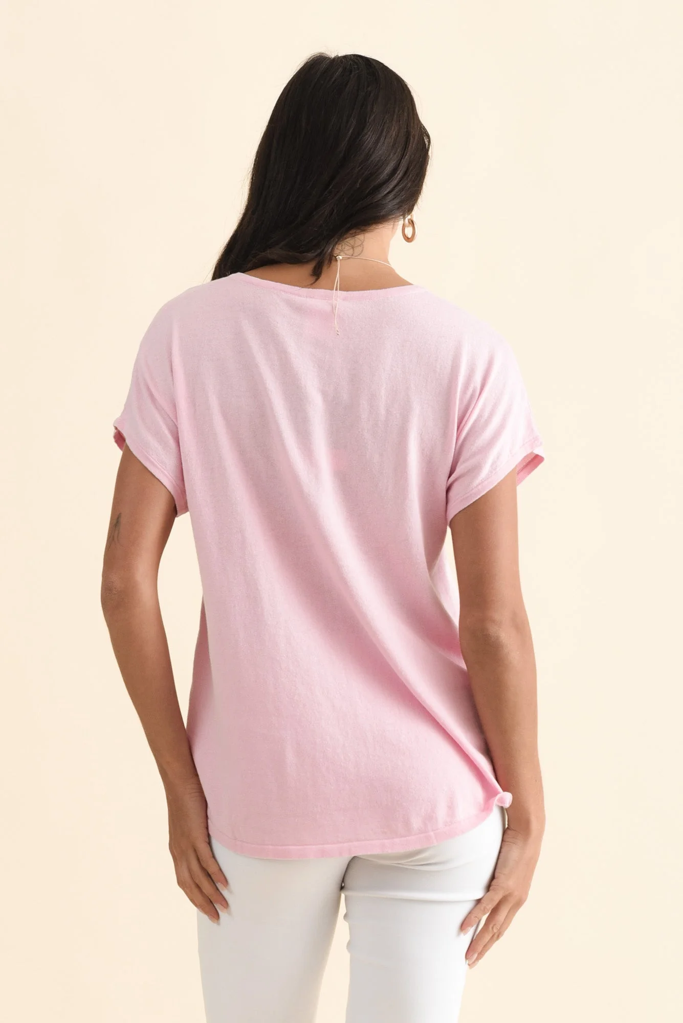 Via Pink Cotton V Neck Knit Top - Image 4