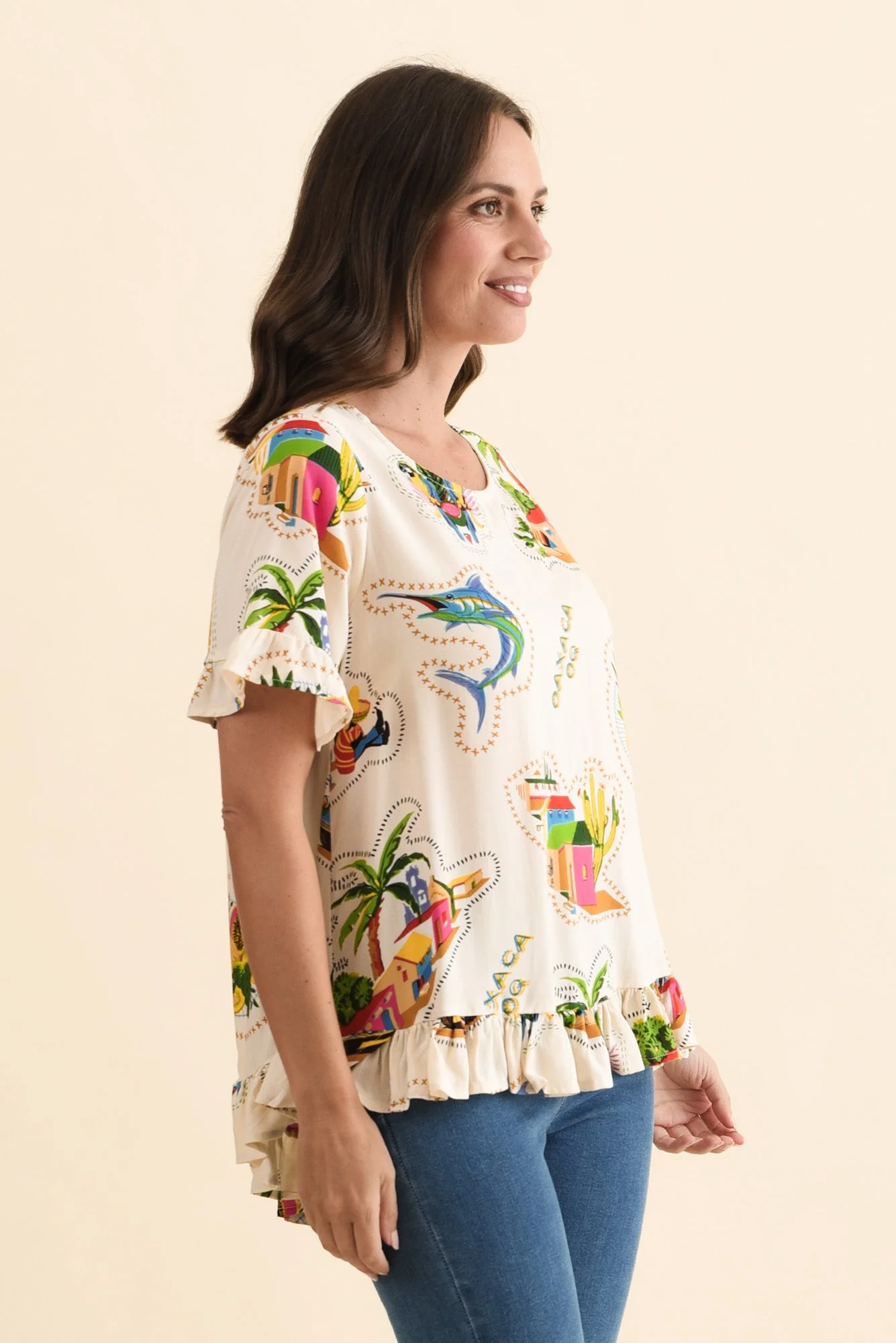 Vienna Natural Fiesta Frill Top - Image 3