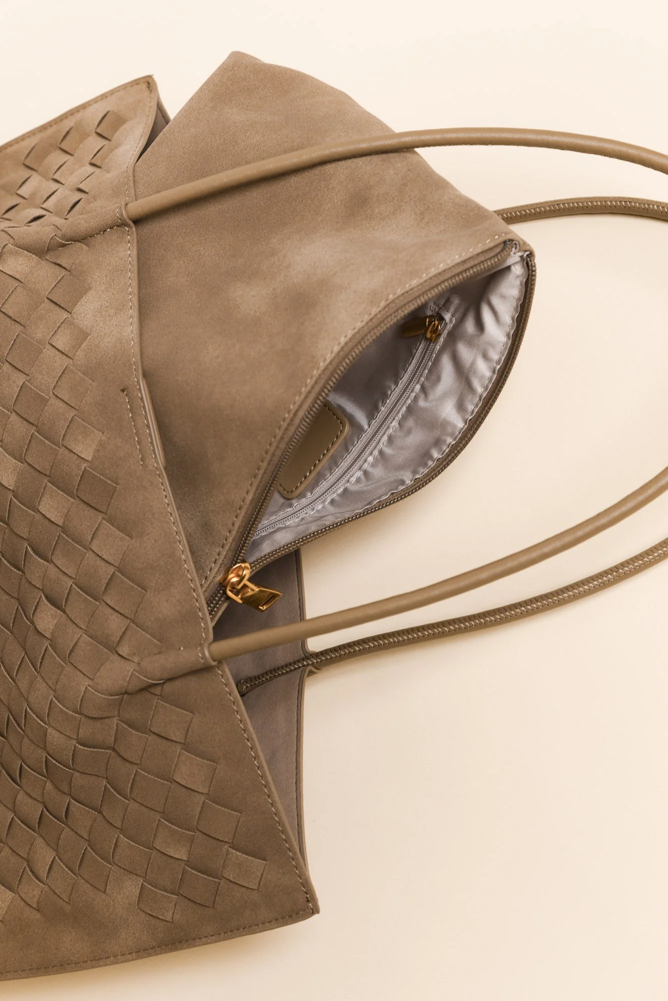 Virginia Taupe Suede Tote Bag - Image 4