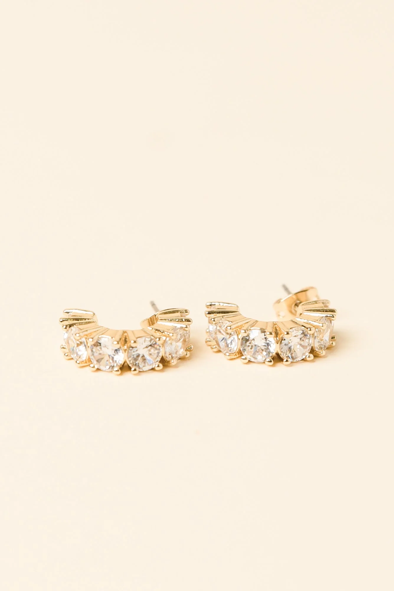 Vittoria Gold Crystal Half Hoop Earrings - Image 2