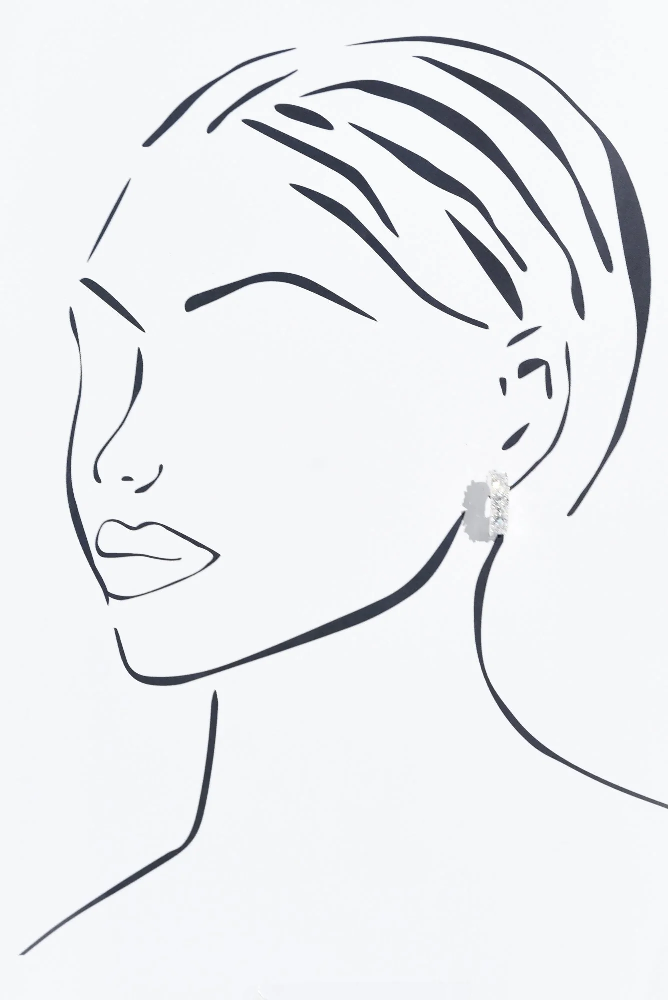 Vittoria Silver Crystal Half Hoop Earrings - Image 2