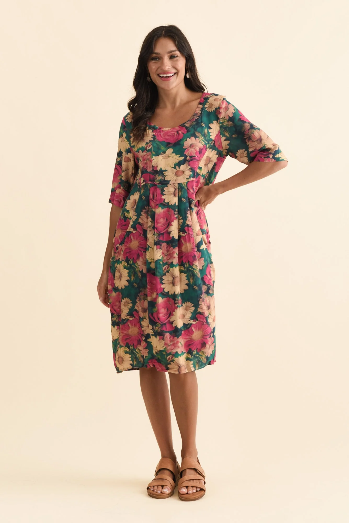 Vossi Orange Flower Pocket Dress - Image 2