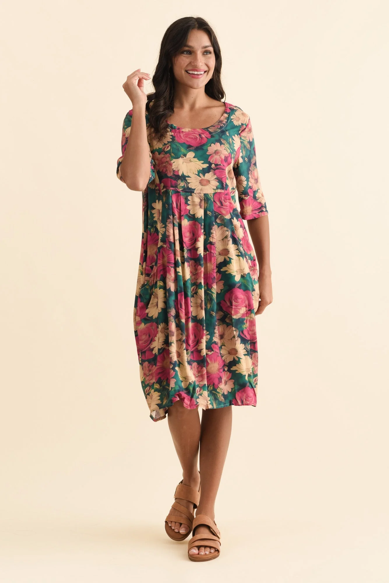 Vossi Orange Flower Pocket Dress - Image 6
