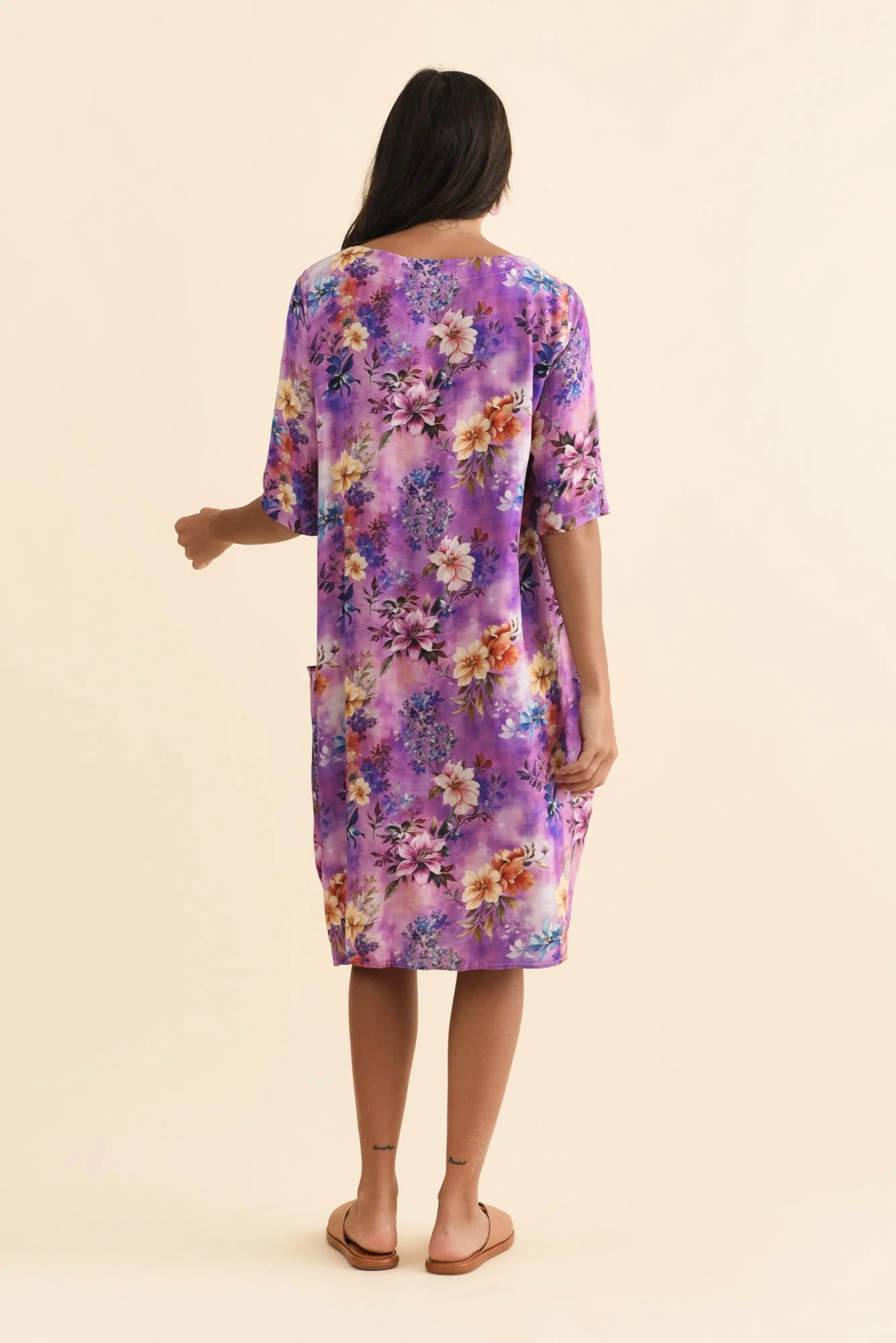 Vossi Purple Floral Pocket Dress - Image 4