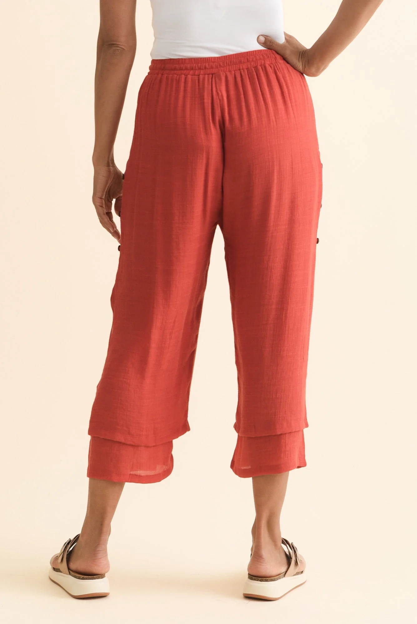 Watson Rust Cotton Blend Layered Pants - Image 4