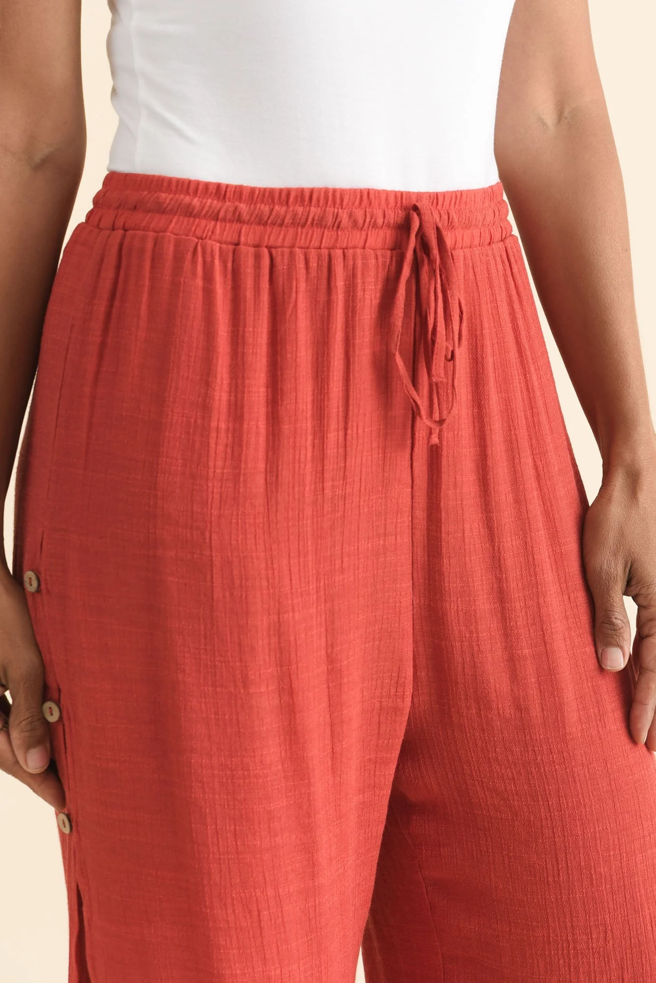 Watson Rust Cotton Blend Layered Pants - Image 5
