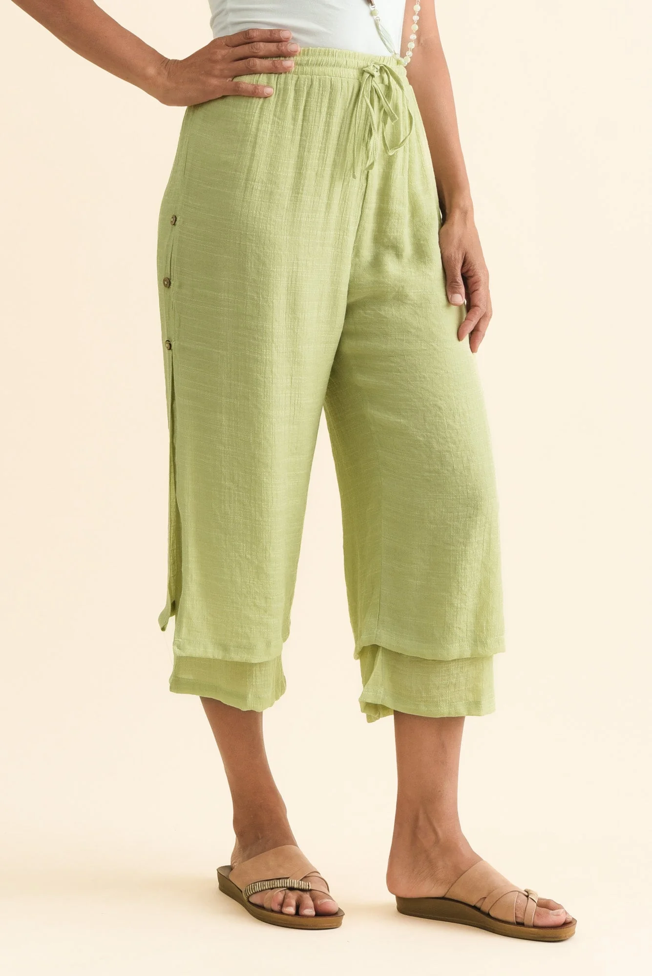Watson Sage Cotton Blend Layered Pants - Image 3