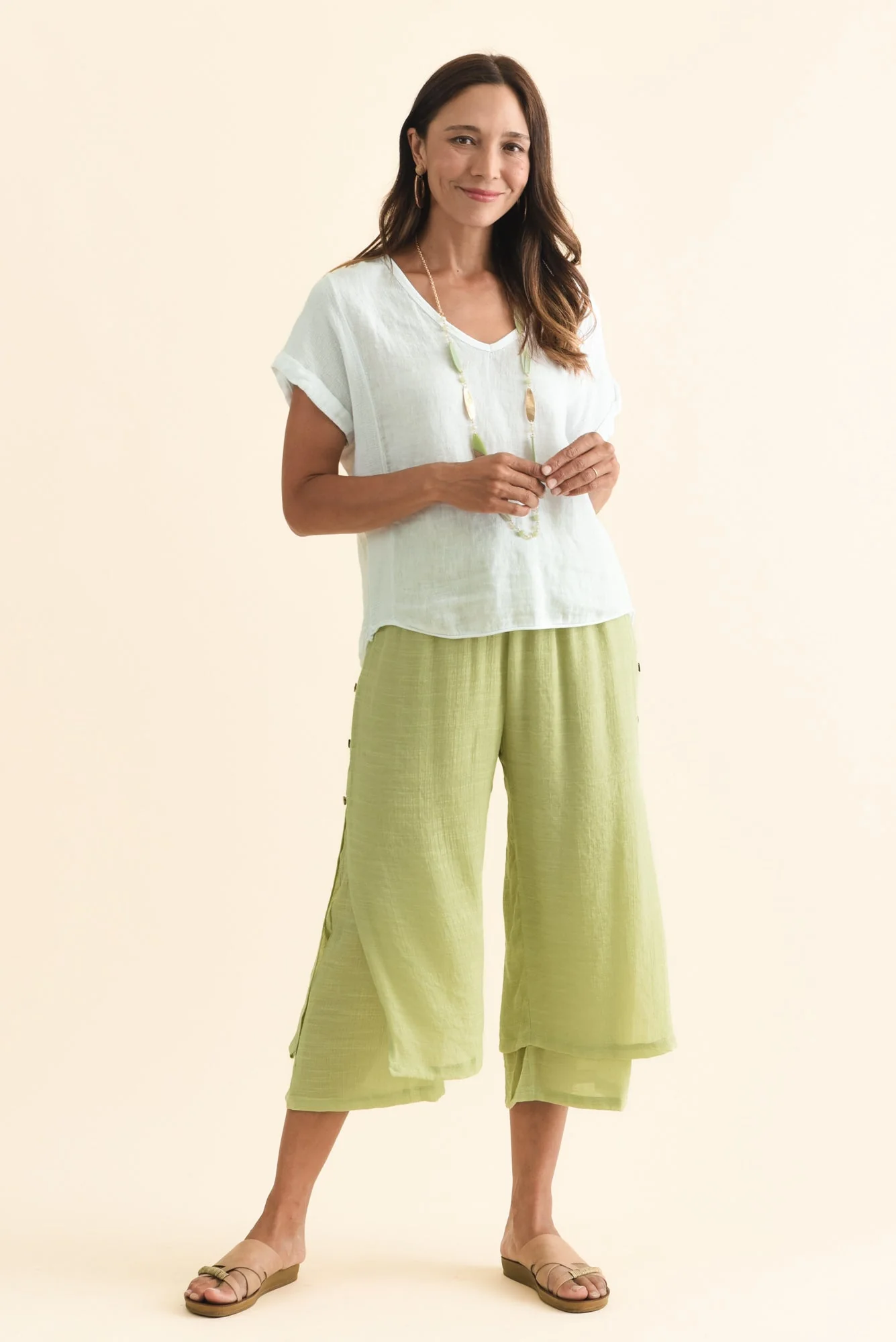 Watson Sage Cotton Blend Layered Pants - Image 6
