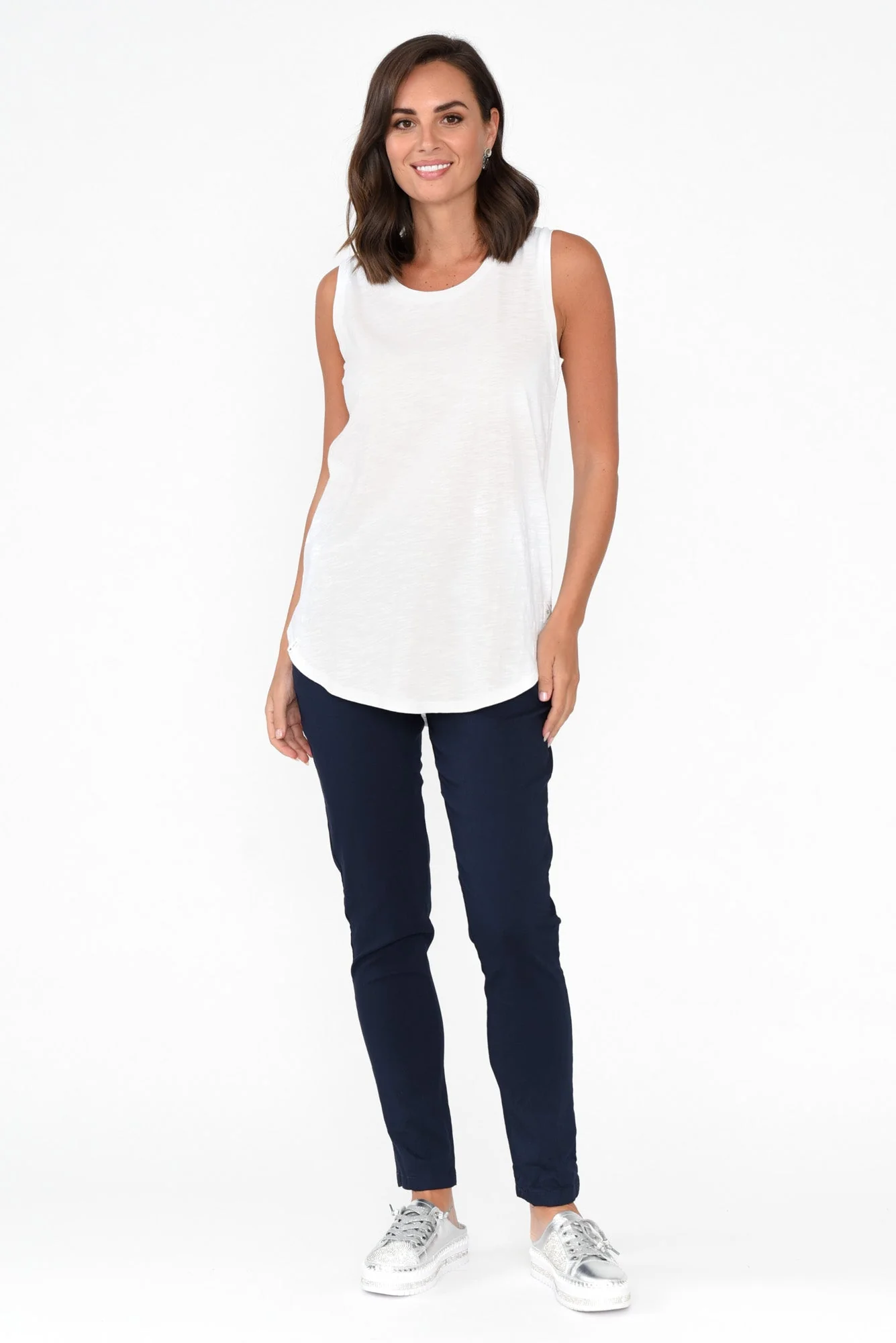 White Cotton Scoop Tank - Image 6