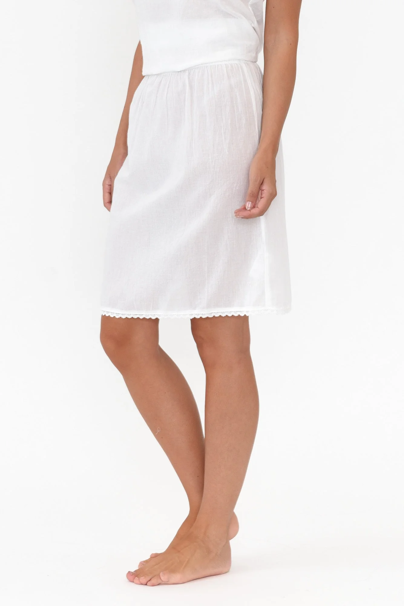 White Cotton Slip Skirt - Image 3