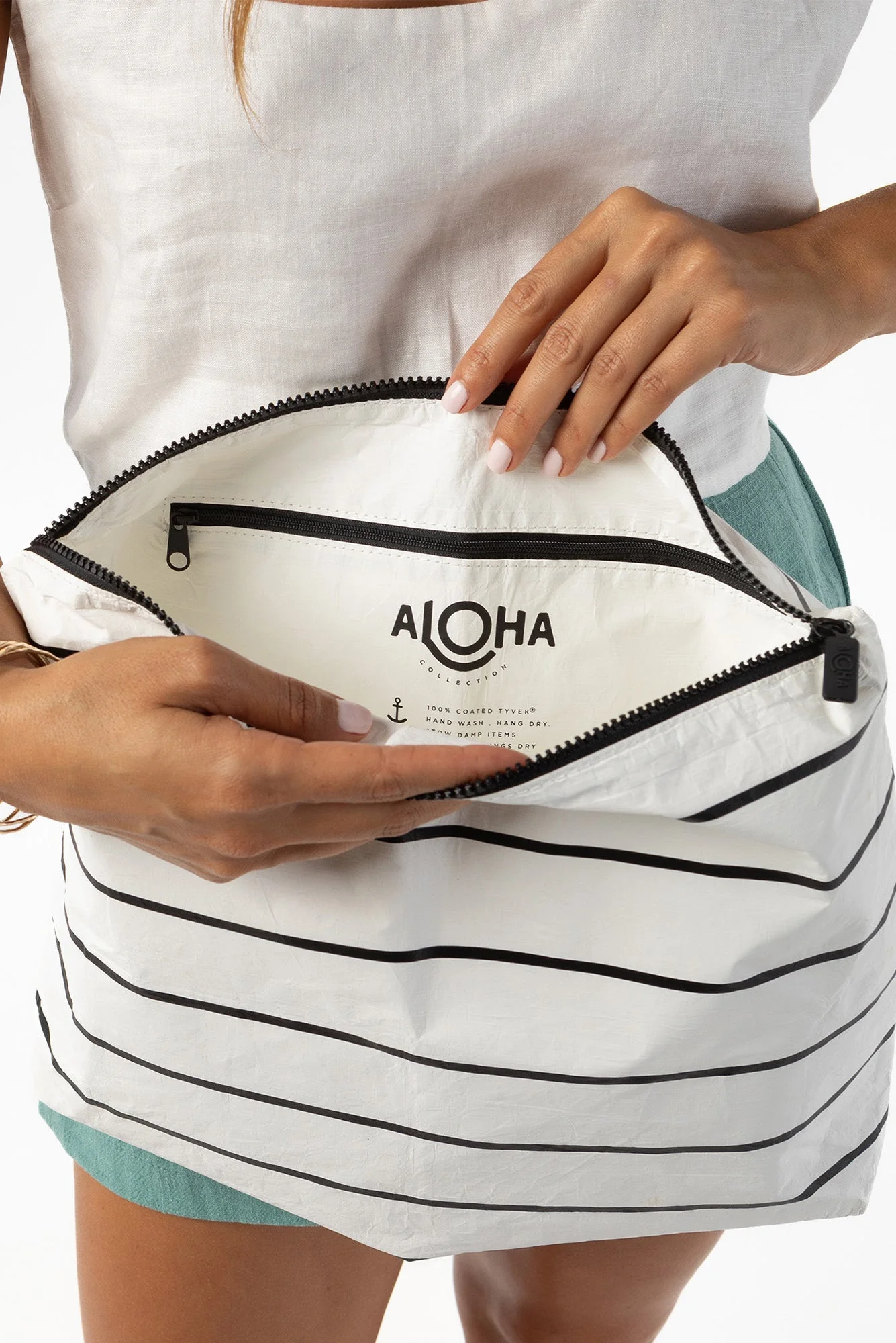 White Pinstripe Max Splash Proof Pouch - Image 2