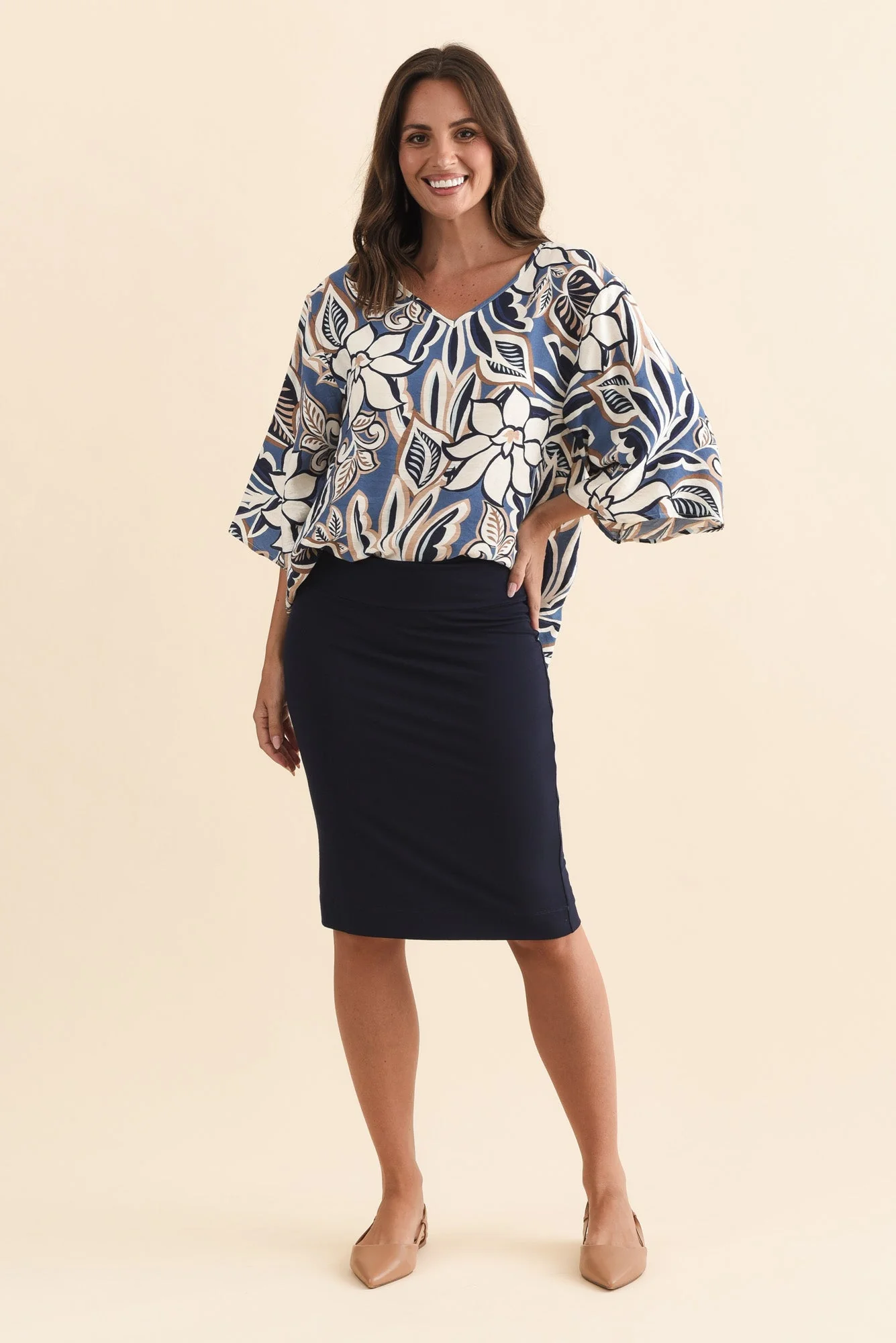 Whitney Navy Bamboo Tube Skirt - Image 6