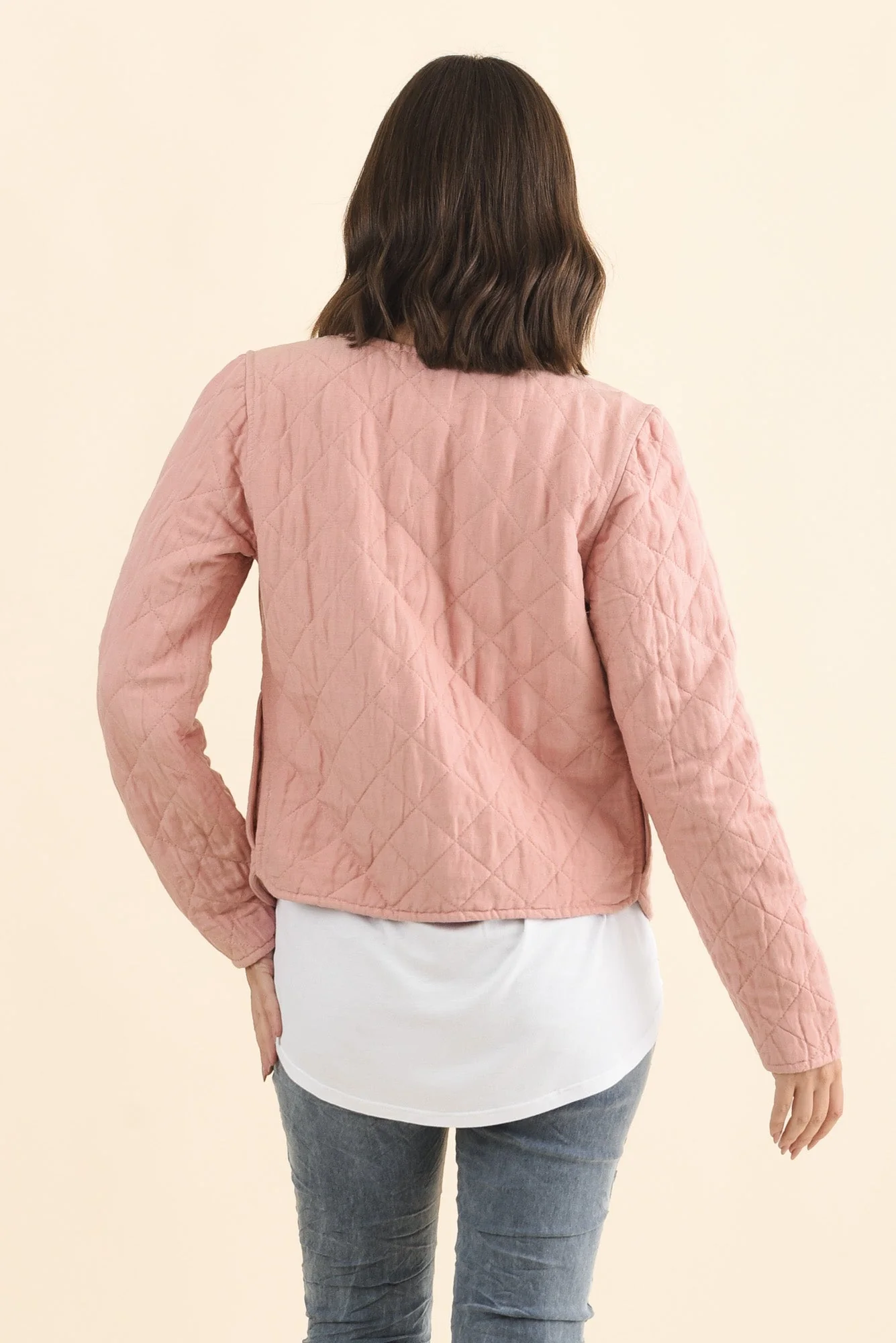 Whittaker Pink Quilted Linen Blend Jacket - Image 4