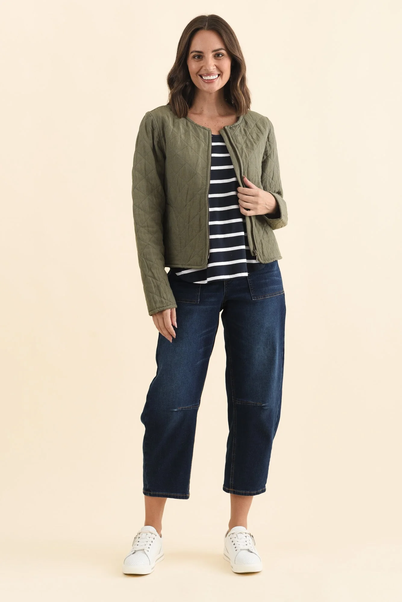 Whittaker Sage Quilted Linen Blend Jacket - Image 2