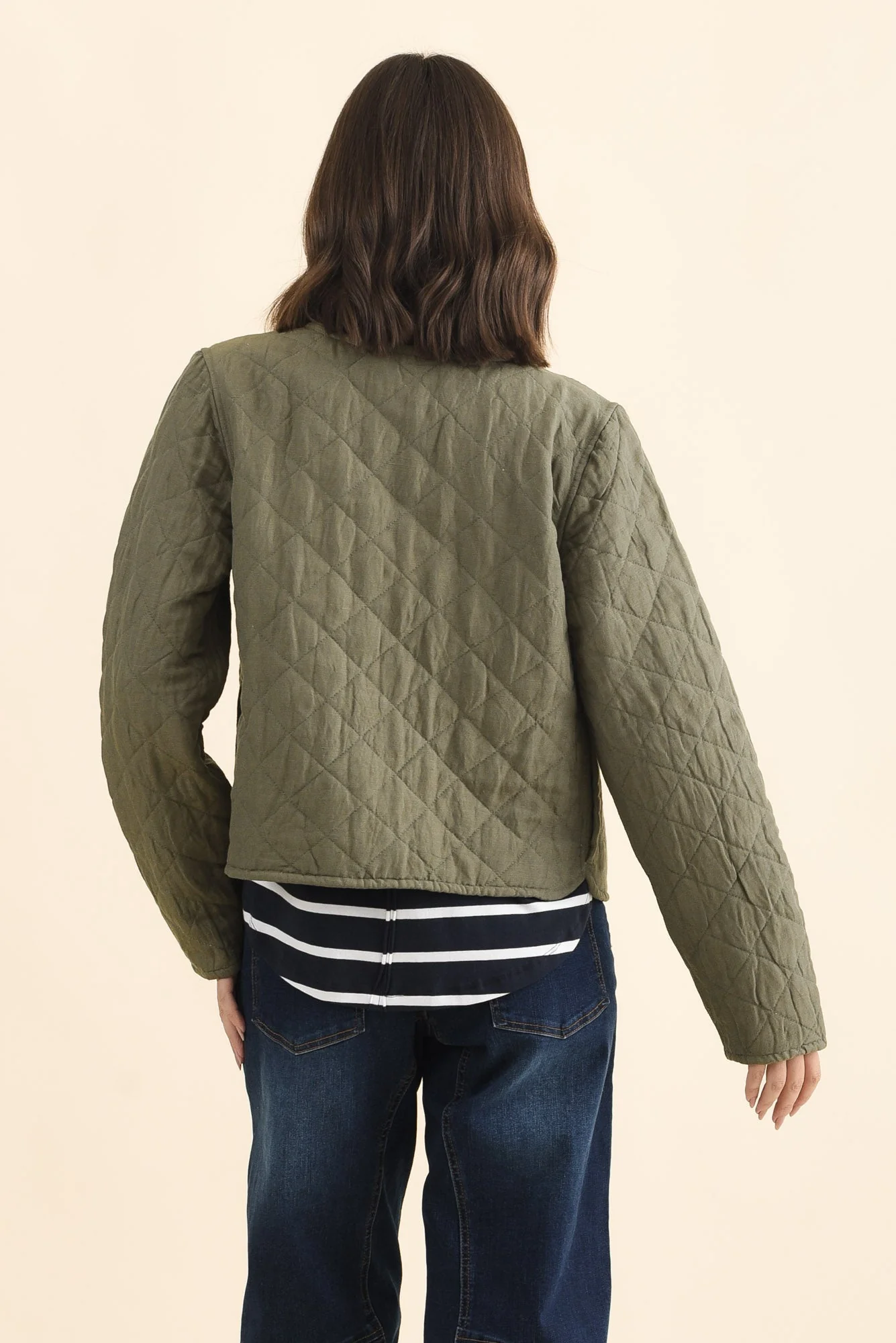 Whittaker Sage Quilted Linen Blend Jacket - Image 4