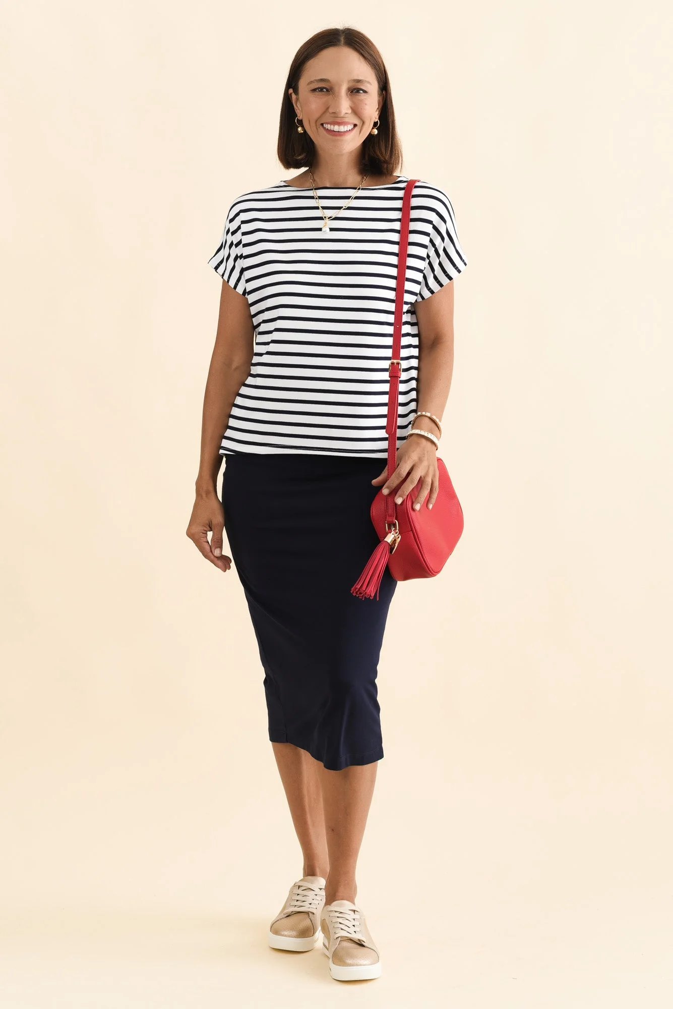 Wilde Navy Stripe Bamboo Box Tee - Image 2