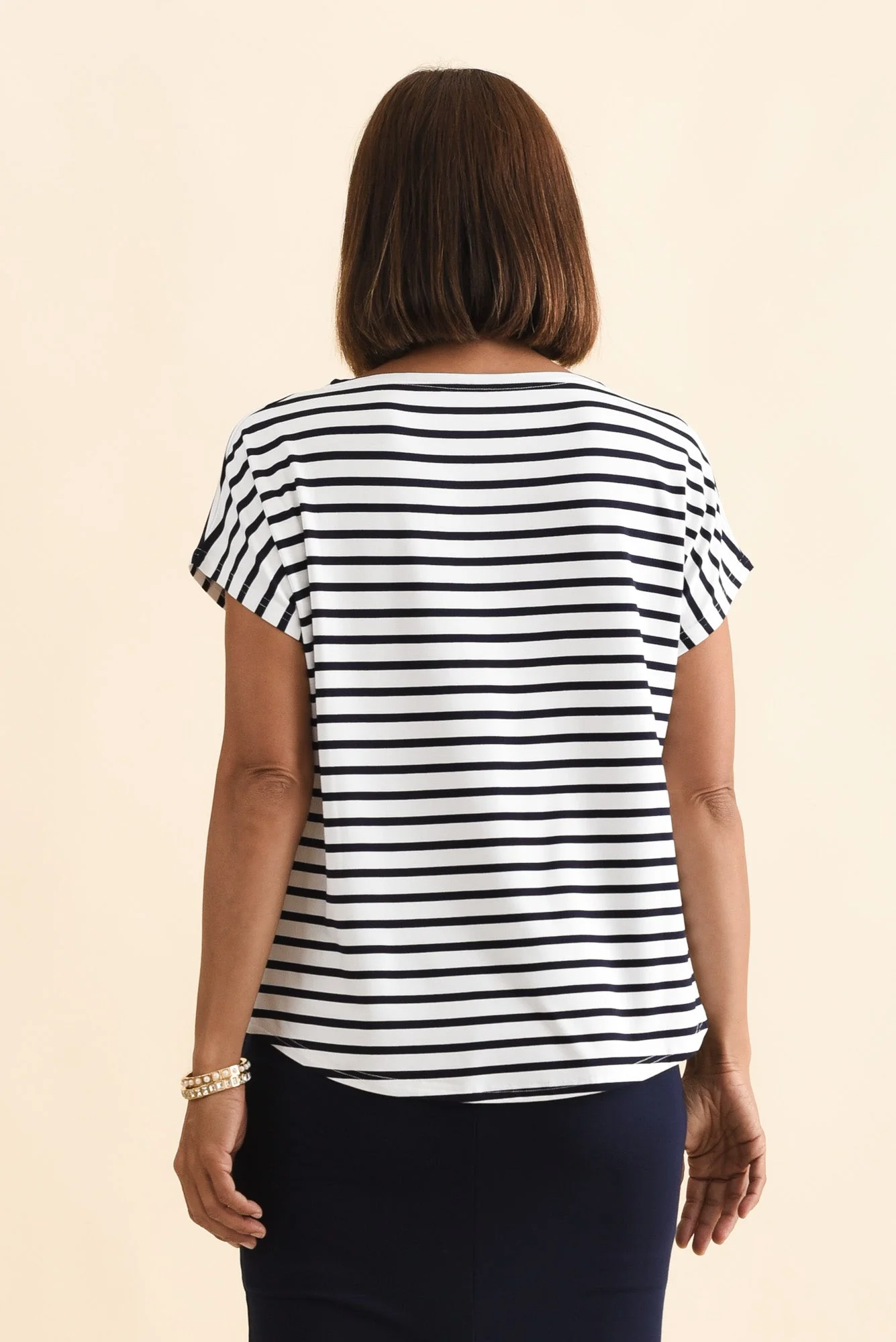 Wilde Navy Stripe Bamboo Box Tee - Image 4