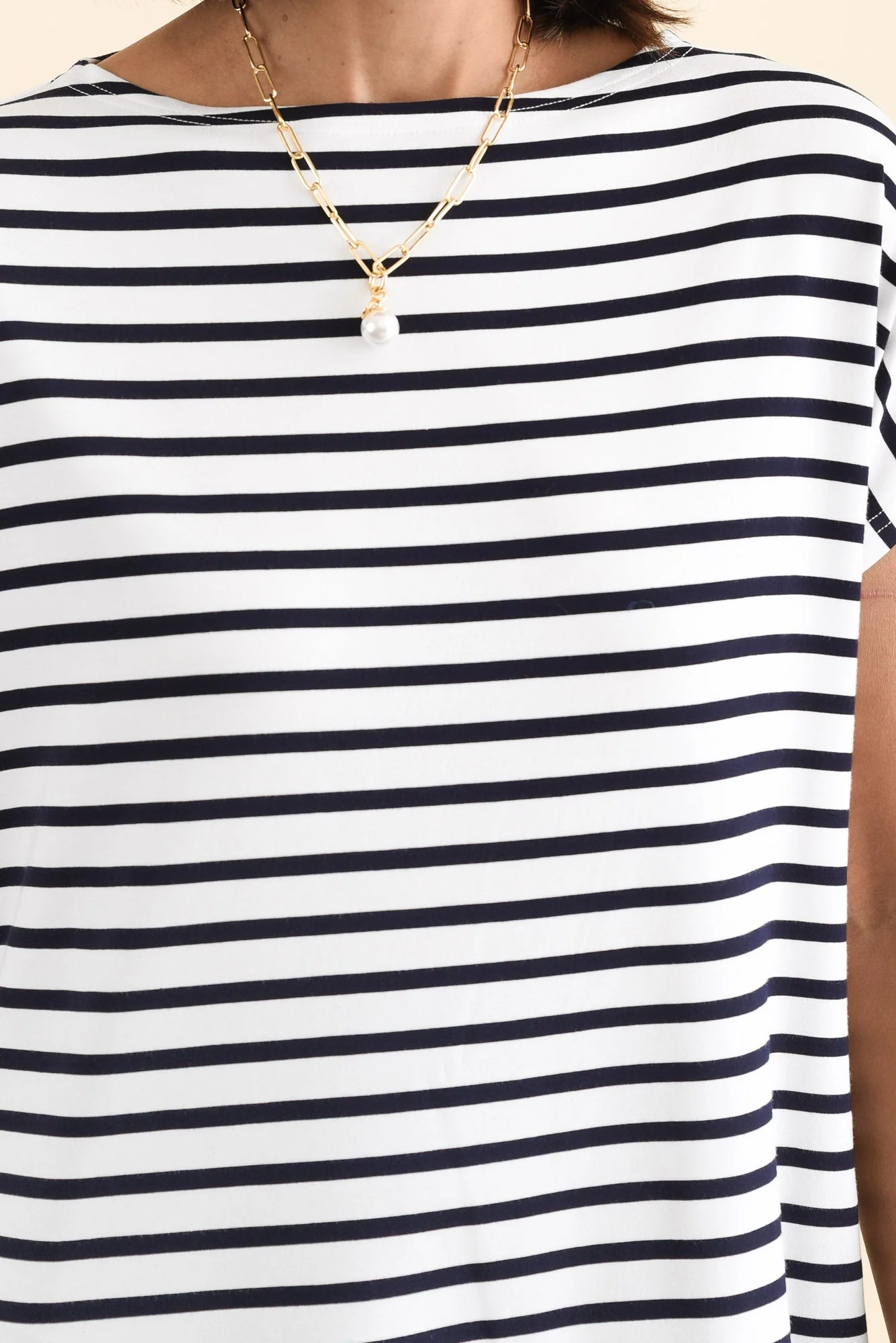 Wilde Navy Stripe Bamboo Box Tee - Image 5