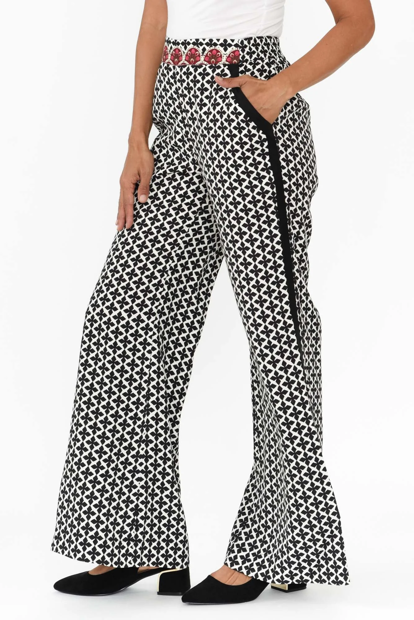 Willow Black Geo Wide Leg Pants - Image 4
