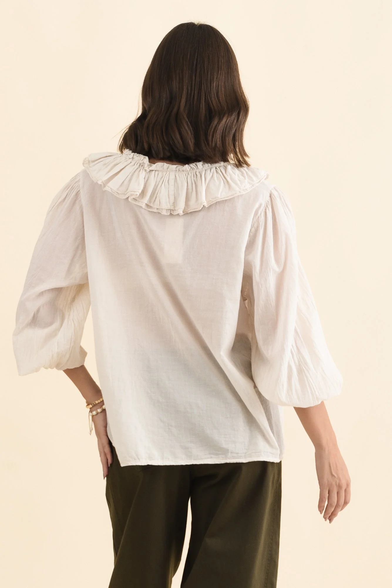 Winifred Natural Cotton Frill Top - Image 4