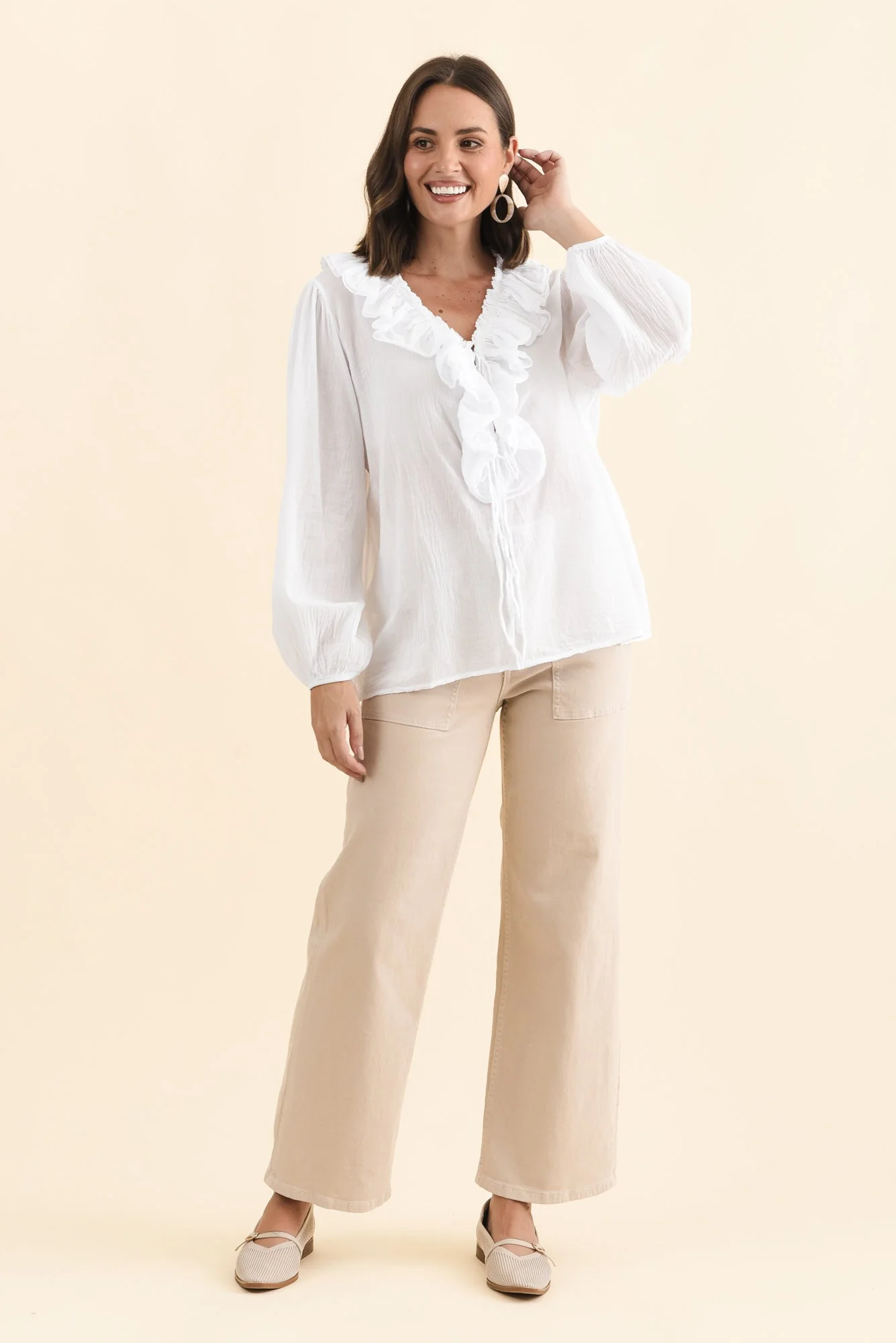 Winifred White Cotton Frill Top - Image 2