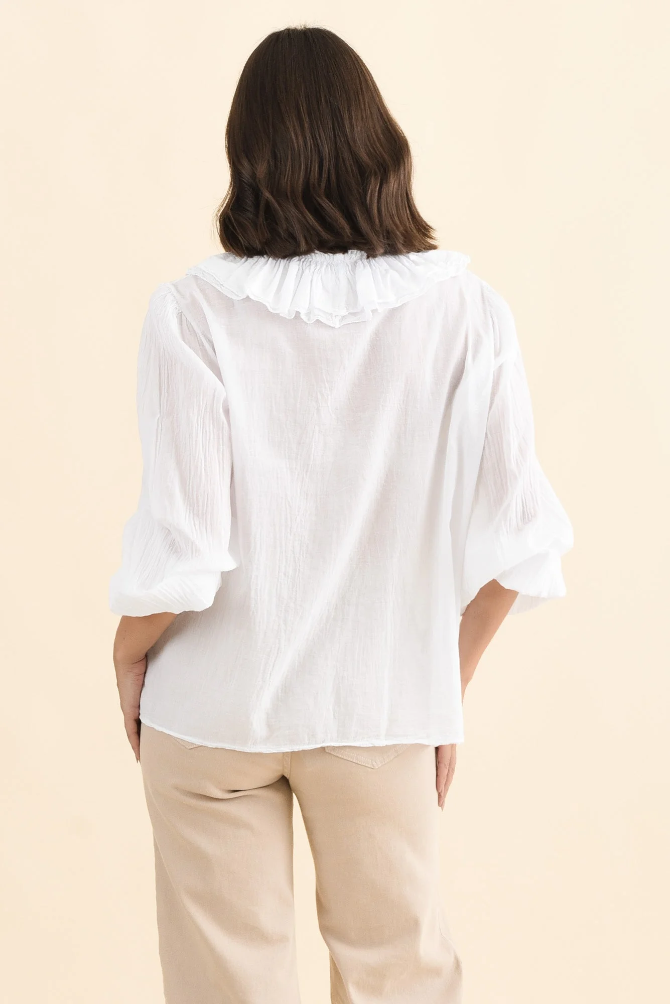 Winifred White Cotton Frill Top - Image 4