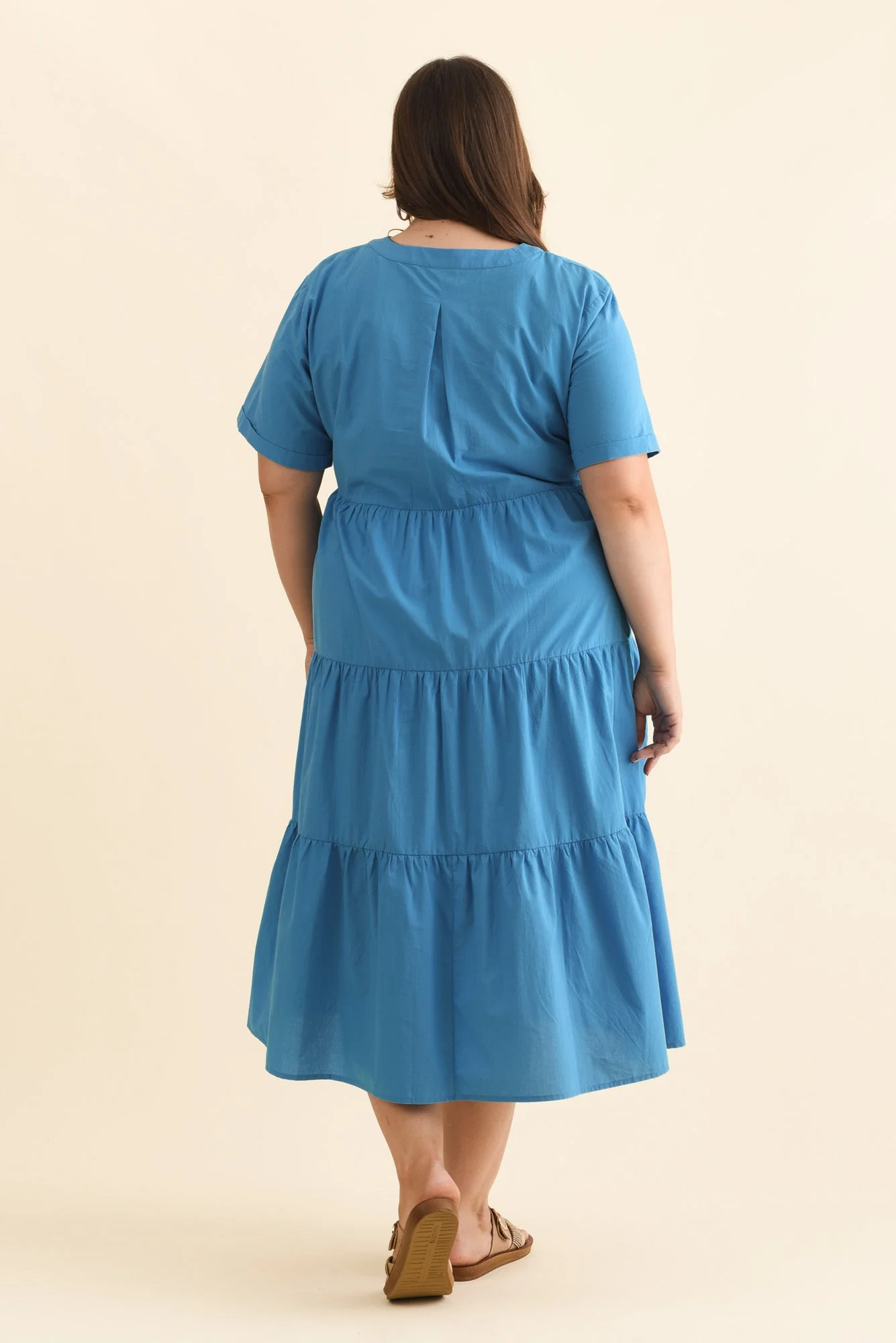 Winona Blue Cotton Button Dress - Image 10