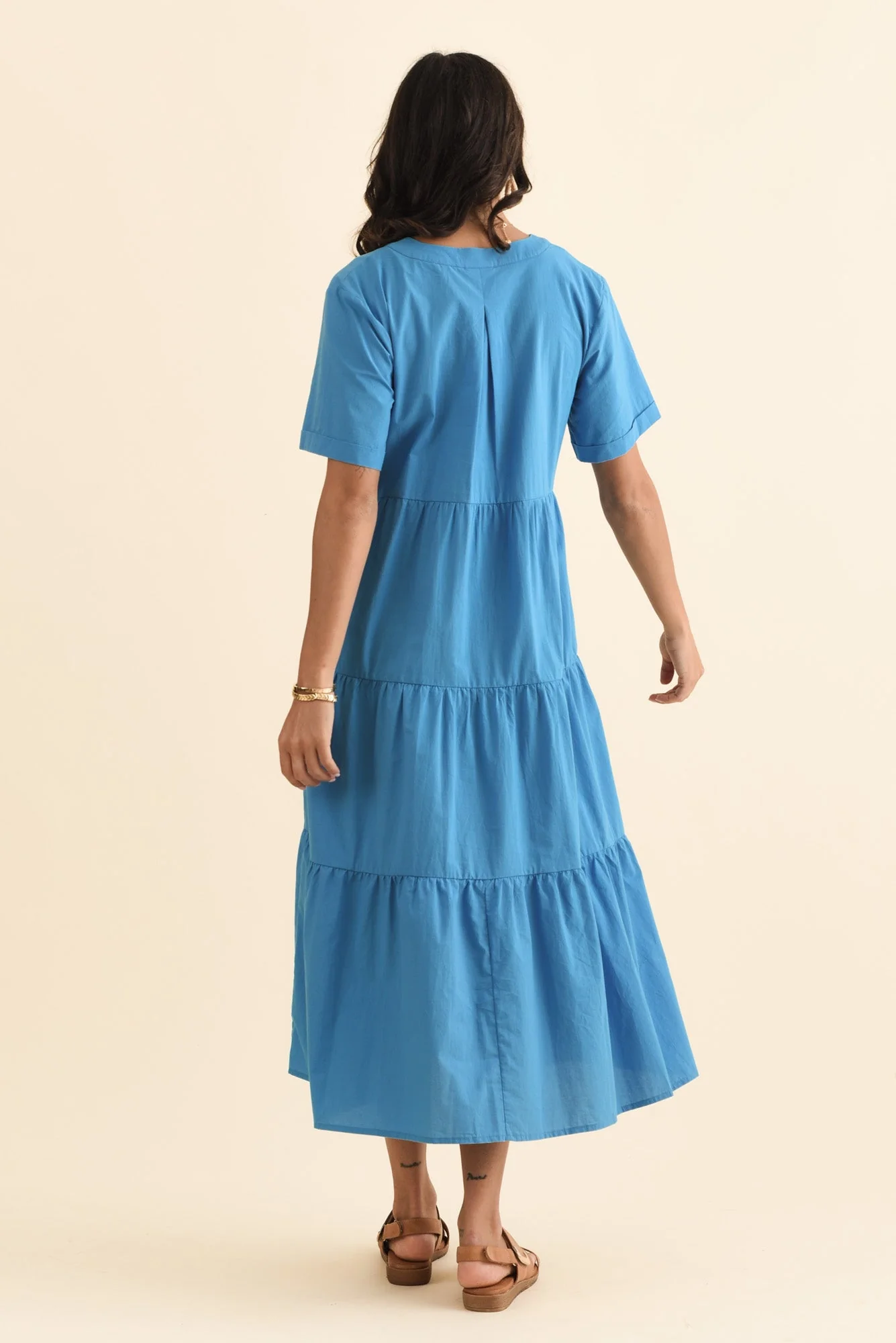Winona Blue Cotton Button Dress - Image 4