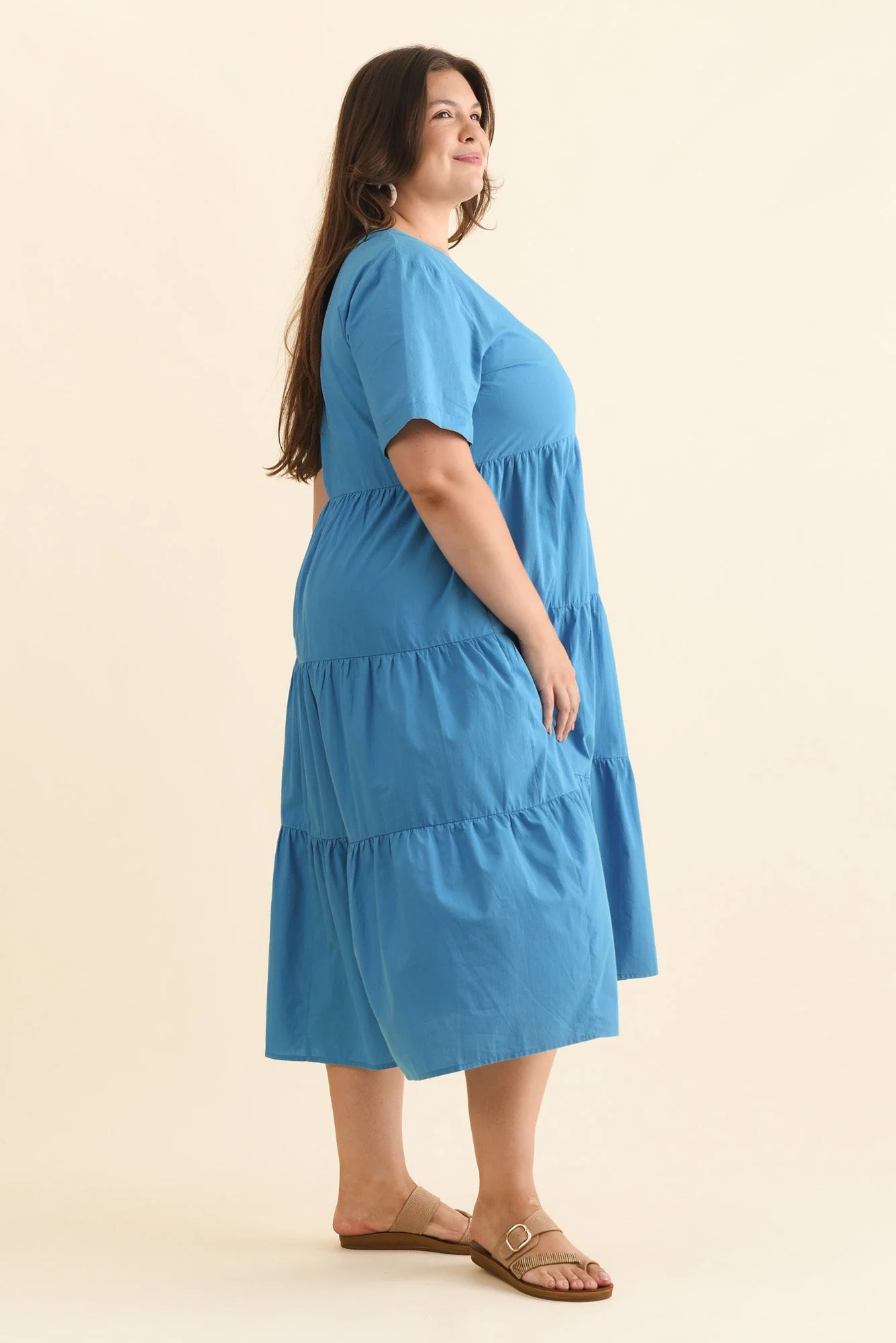 Winona Blue Cotton Button Dress - Image 9