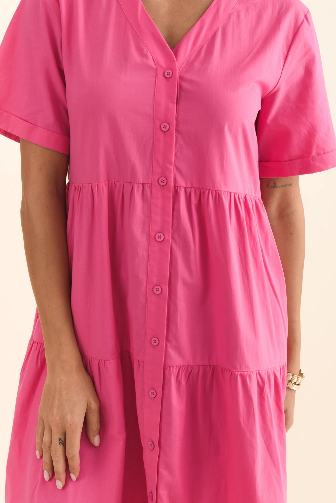 Winona Fuchsia Cotton Button Dress - Image 6