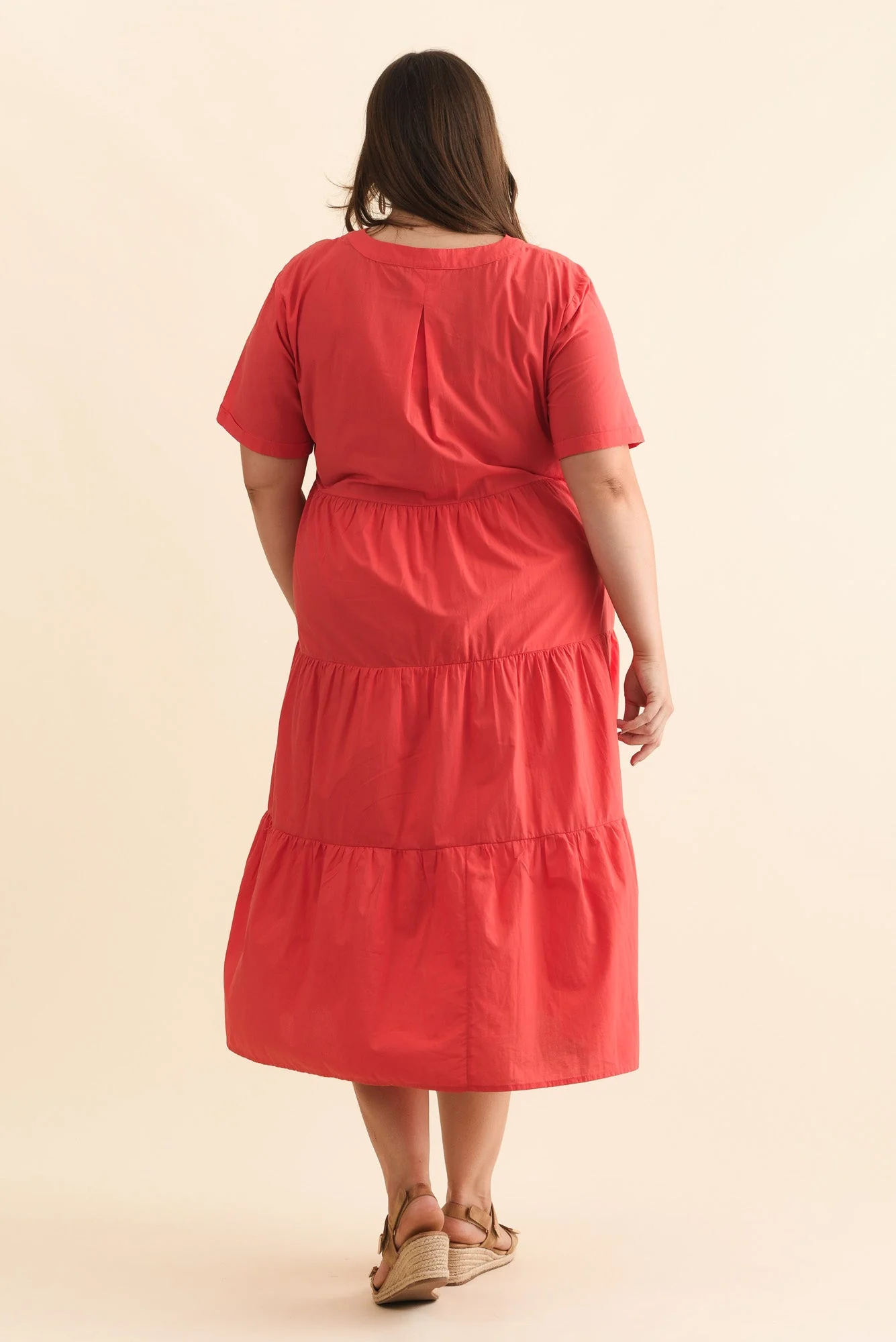 Winona Red Cotton Button Dress - Image 11