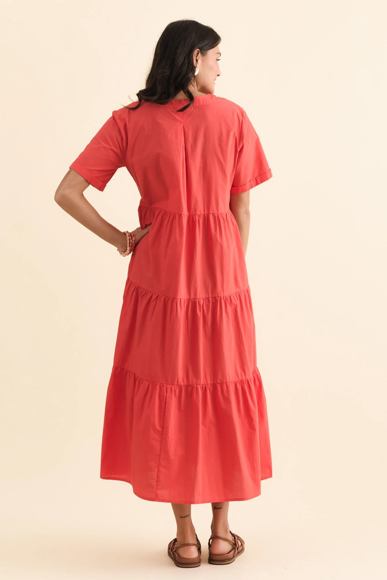 Winona Red Cotton Button Dress - Image 5