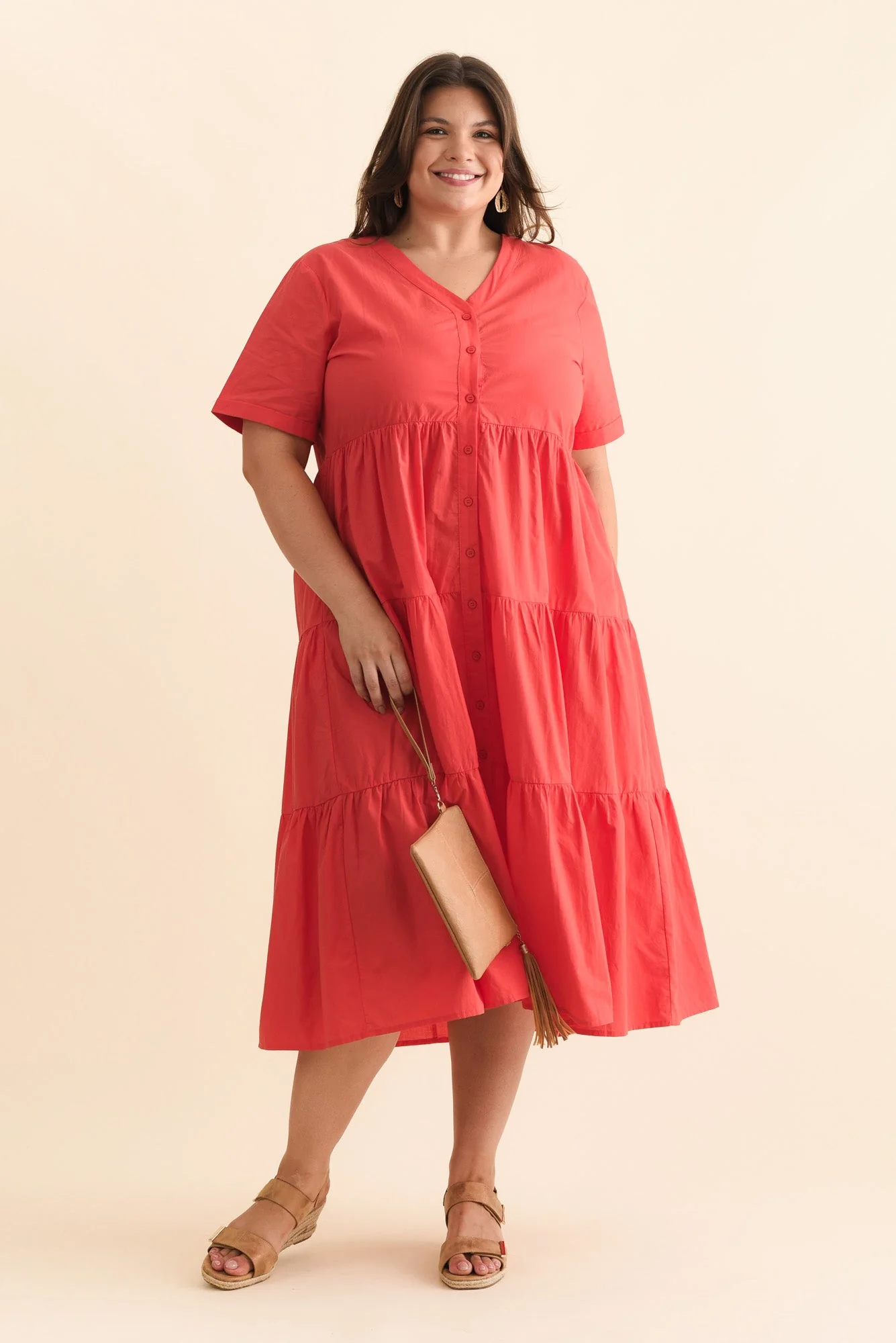 Winona Red Cotton Button Dress - Image 8