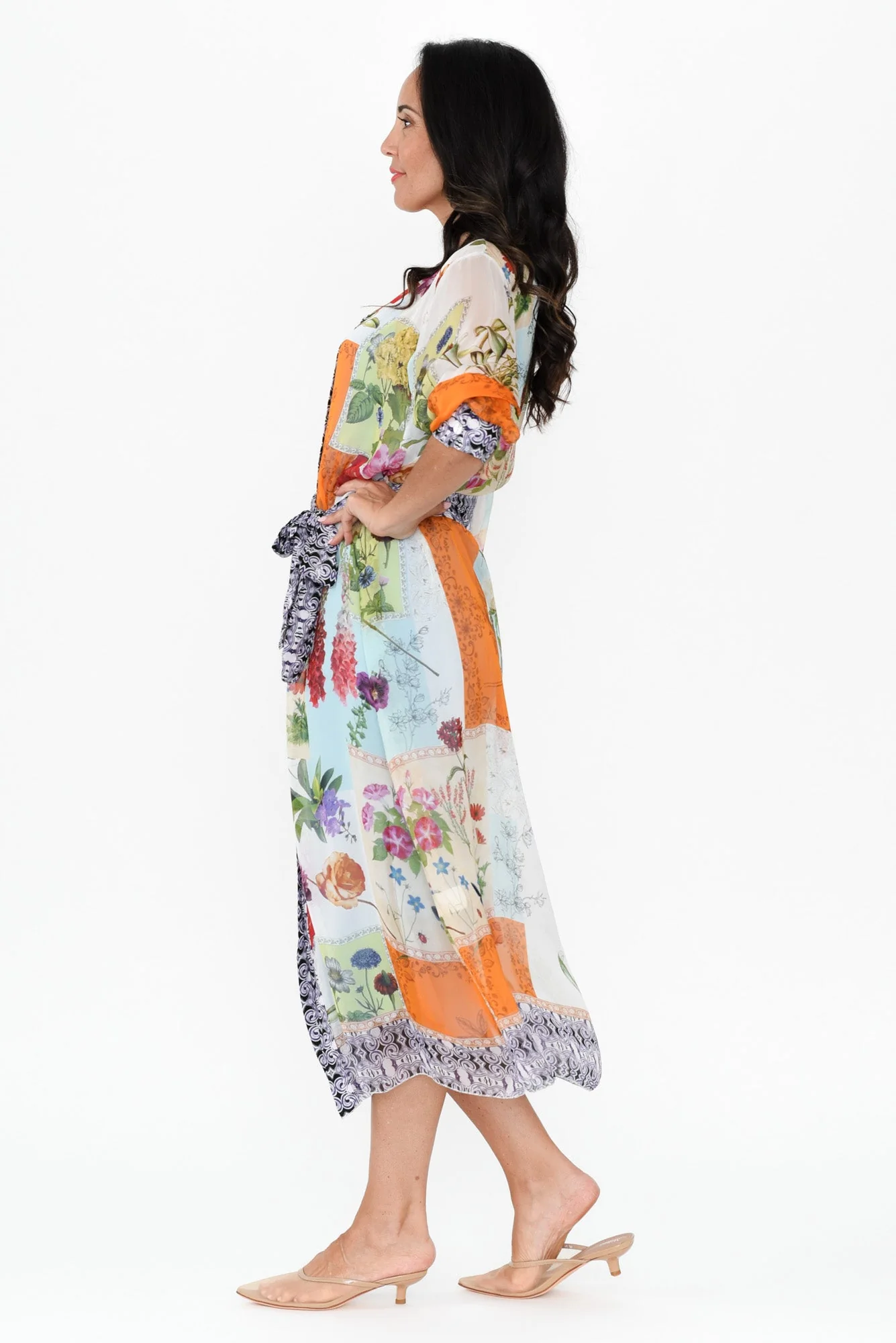Winslet Cream Floral Shirt Tie Dress - Image 4