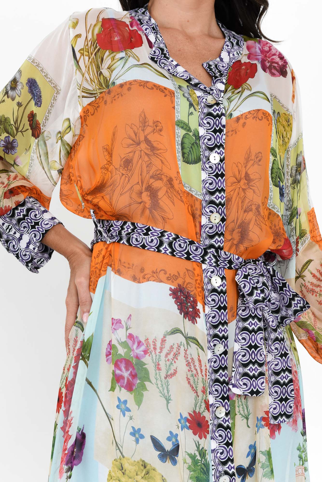 Winslet Cream Floral Shirt Tie Dress - Image 6