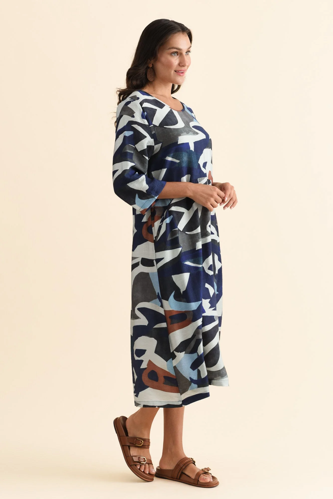 Wynton Blue Abstract Crescent Dress - Image 4