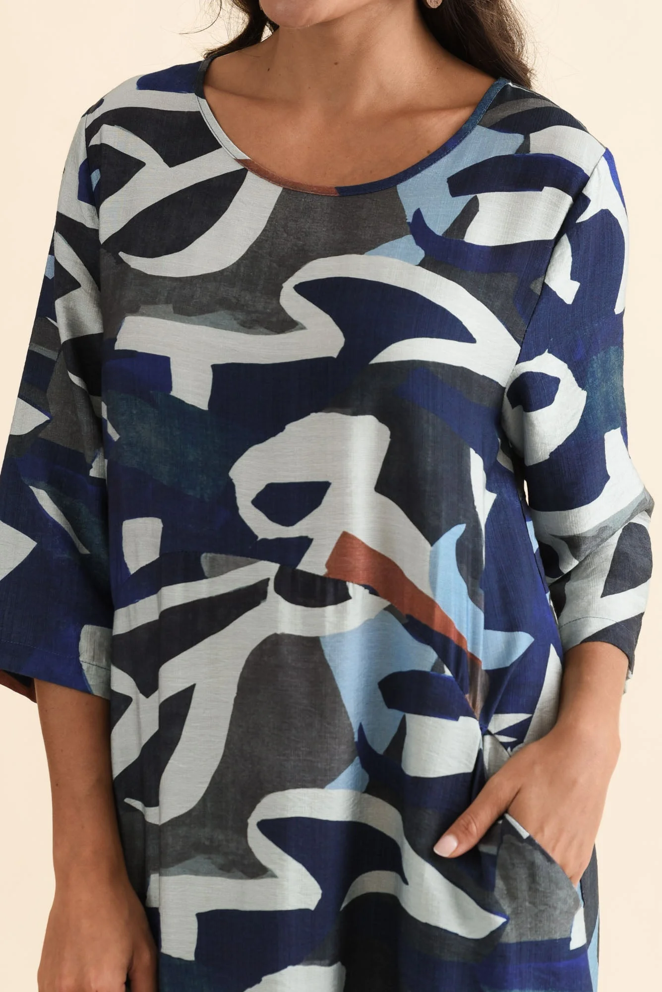 Wynton Blue Abstract Crescent Dress - Image 6