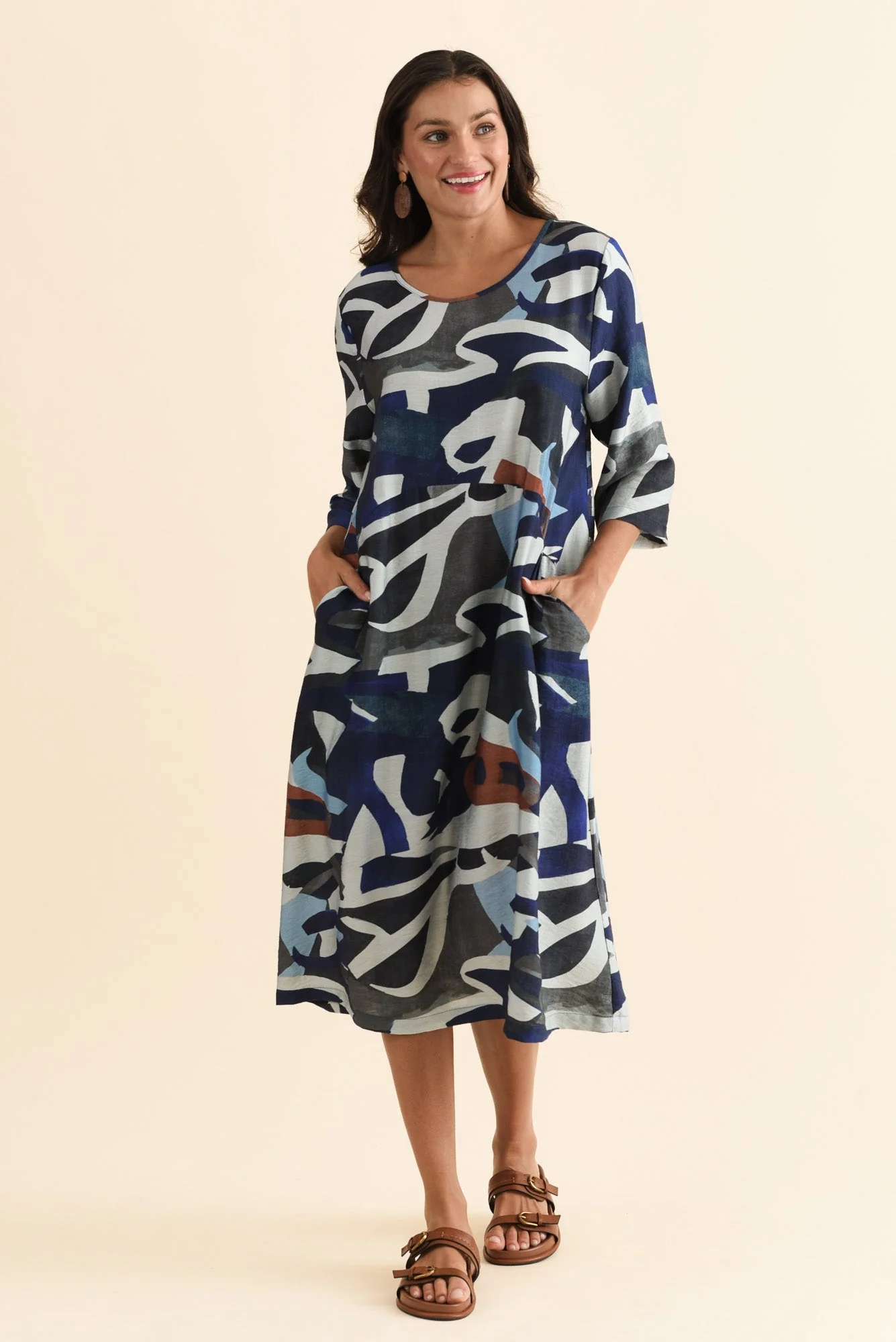 Wynton Blue Abstract Crescent Dress - Image 7