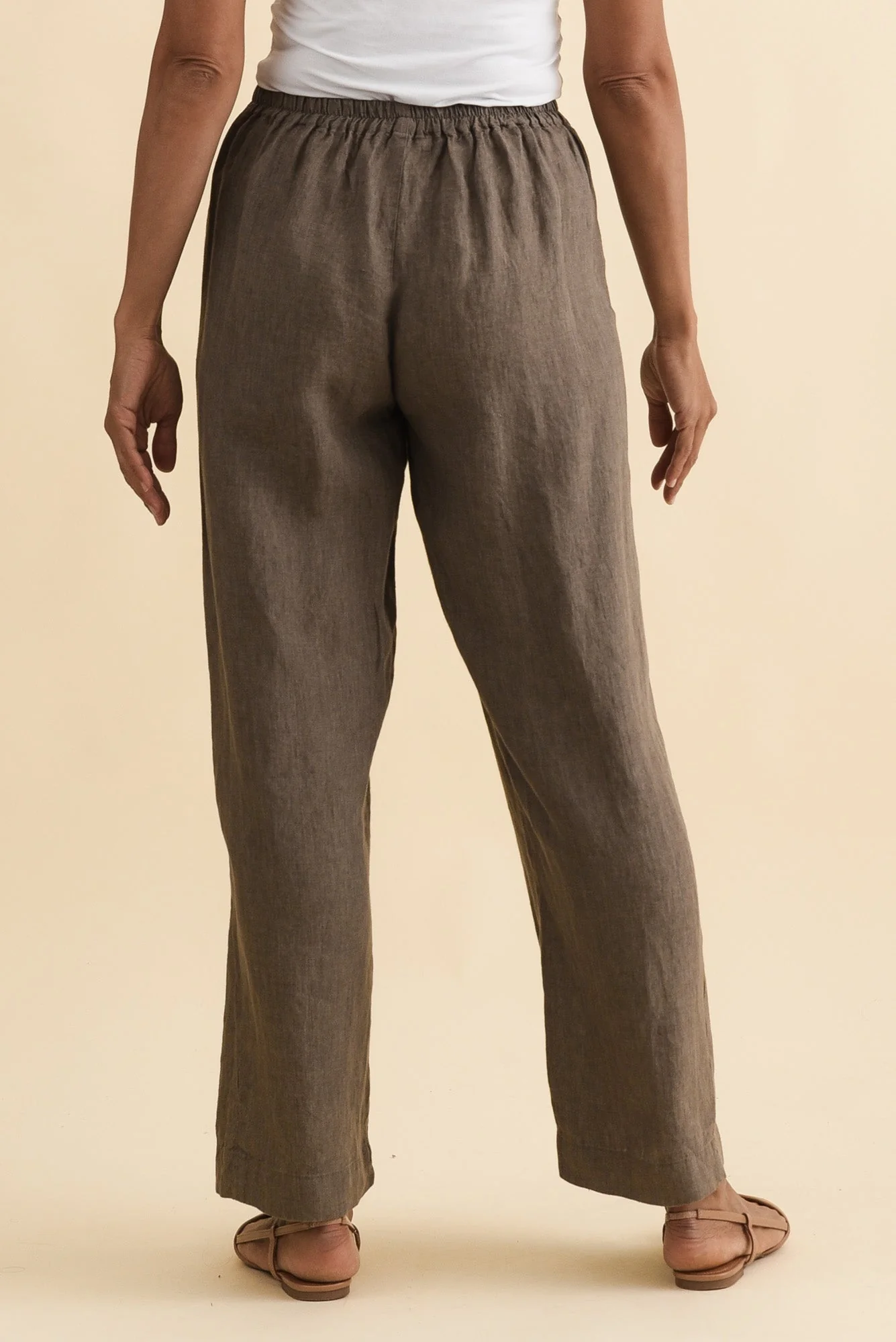 Xandra Dark Taupe Linen Pocket Pants - Image 4
