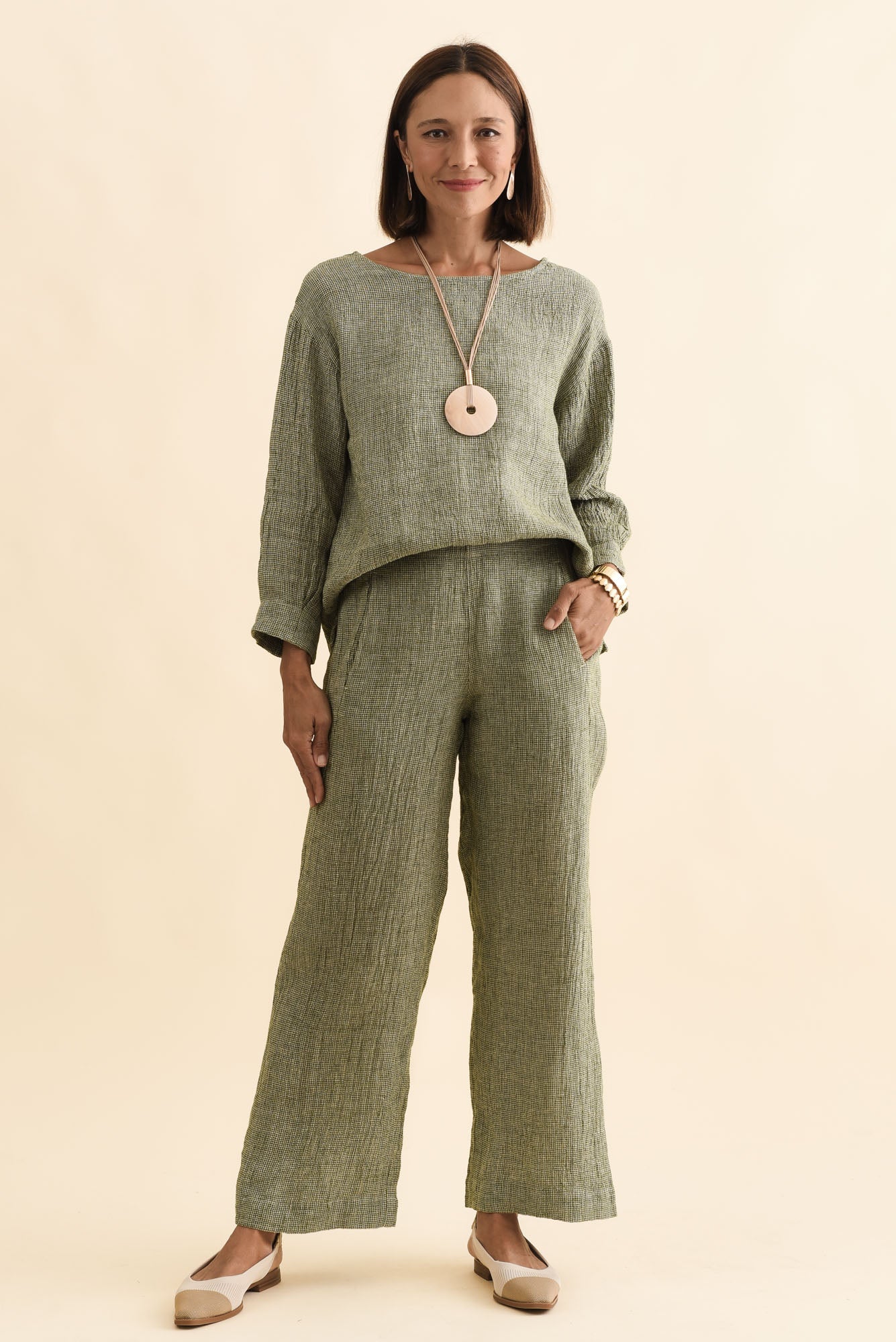Xandra Sage Linen Pocket Pants - Image 2