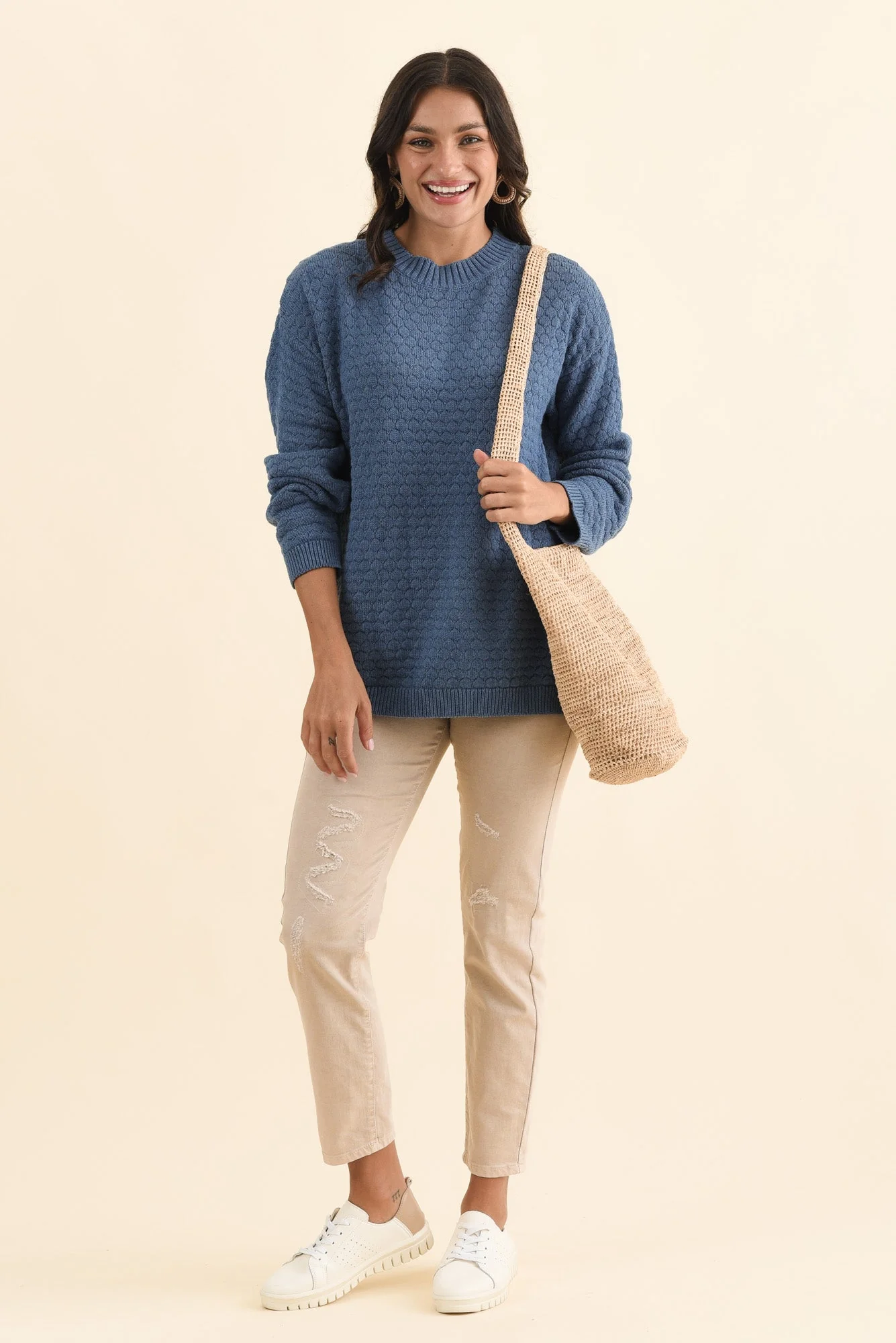 Yanny Blue Organic Cotton Knit Sweater - Image 2