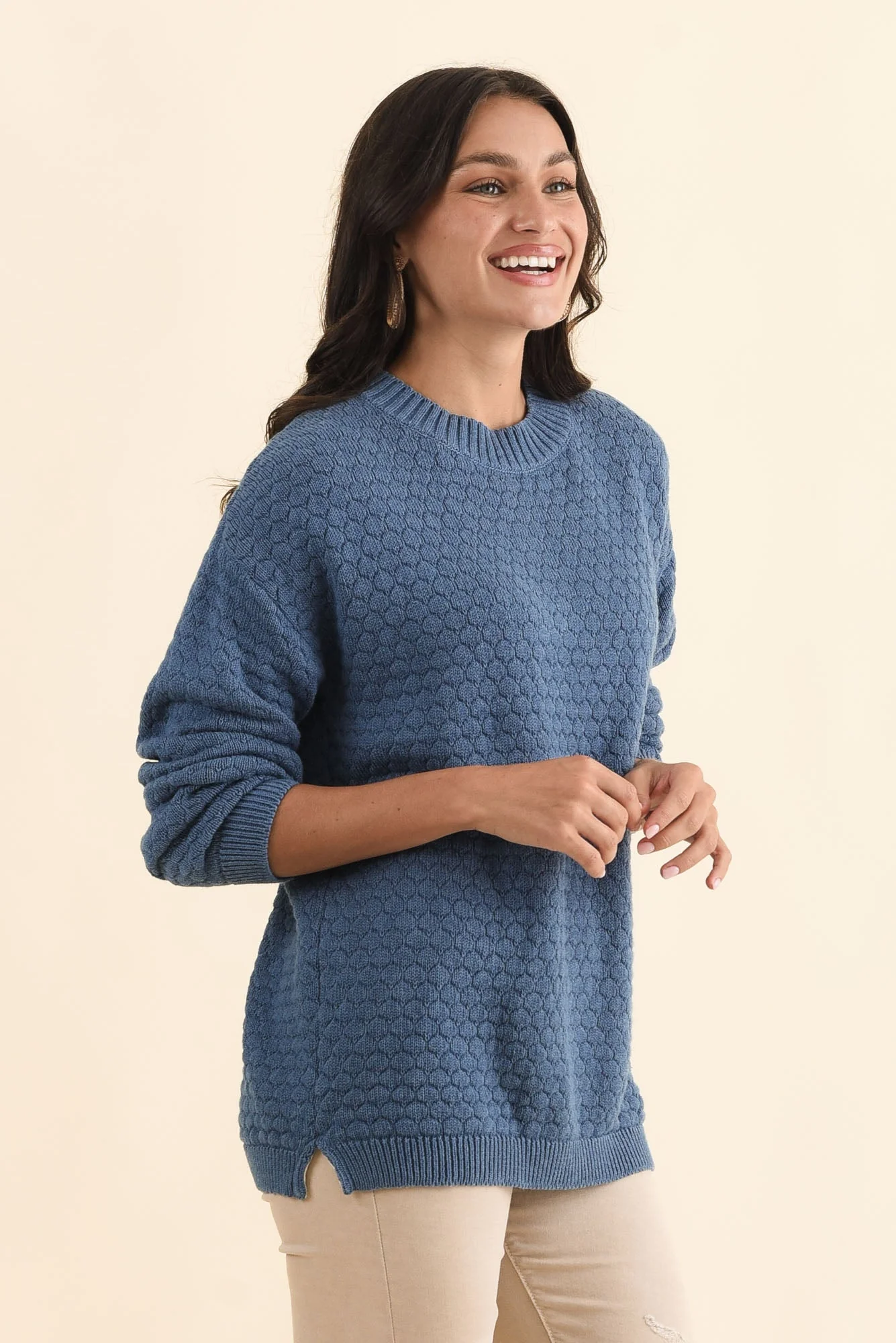 Yanny Blue Organic Cotton Knit Sweater - Image 3