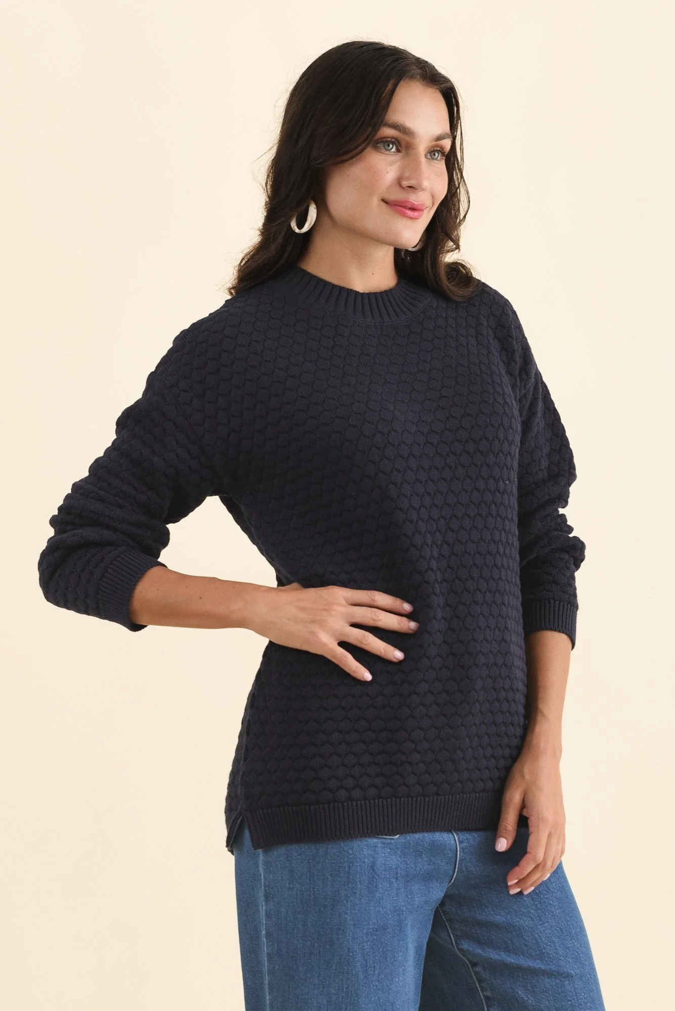 Yanny Navy Organic Cotton Knit Jumper - Image 3
